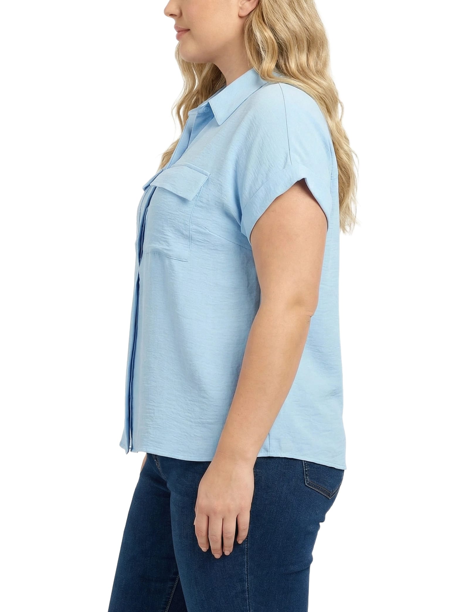 Plus Size Short Sleeve Roll Cuff Blouse thumbnail 2