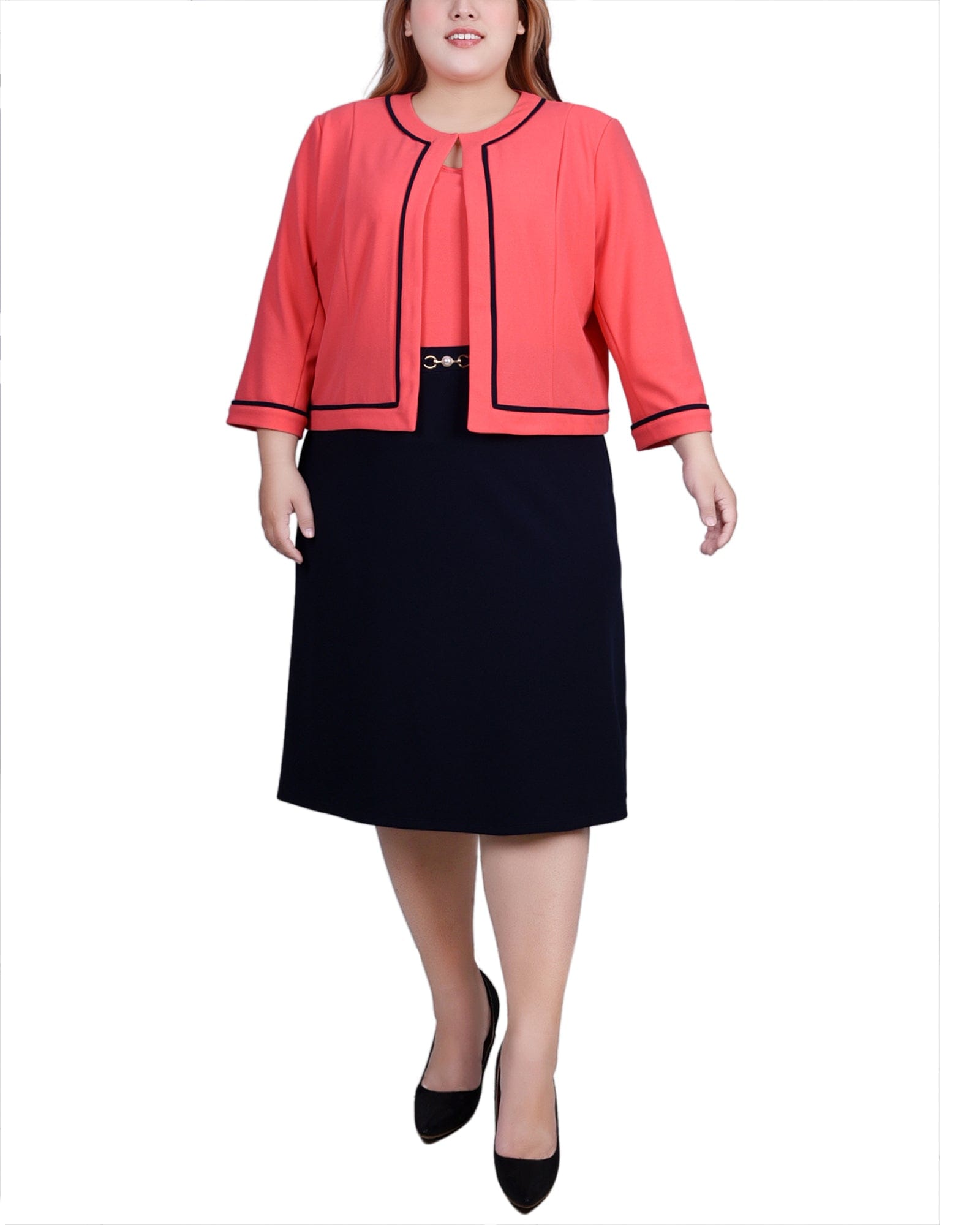 Plus Size 3/4 Sleeve 2 Piece Dress Set thumbnail 2