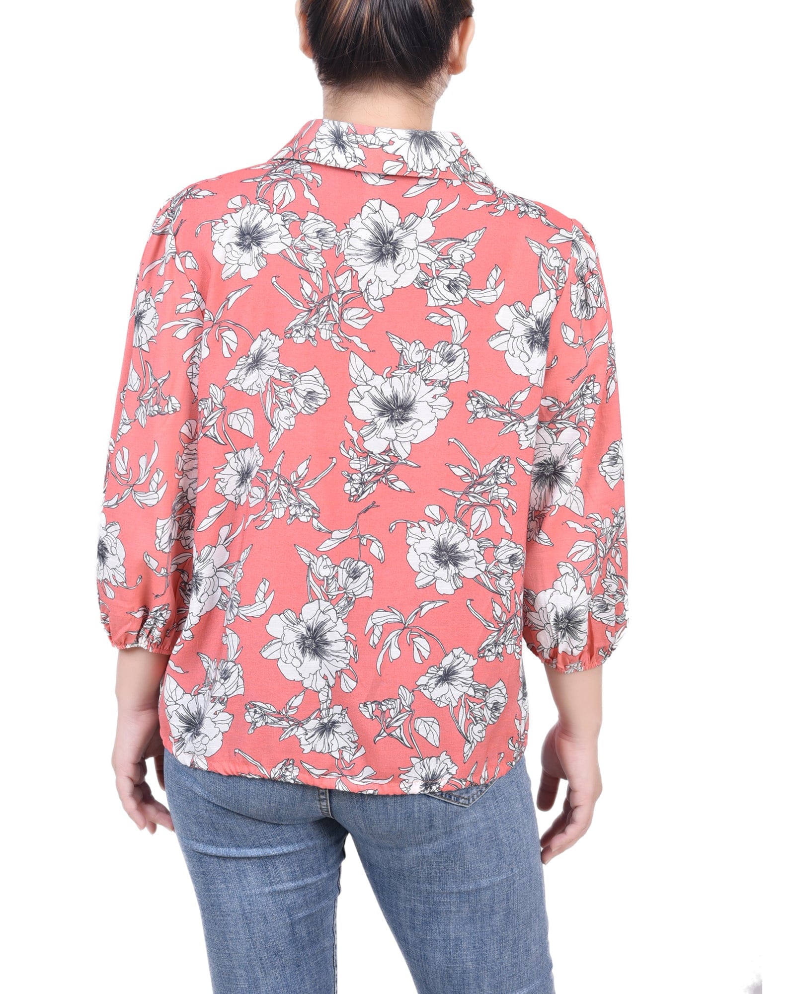 3/4 Sleeve Drawstring Blouse thumbnail 3