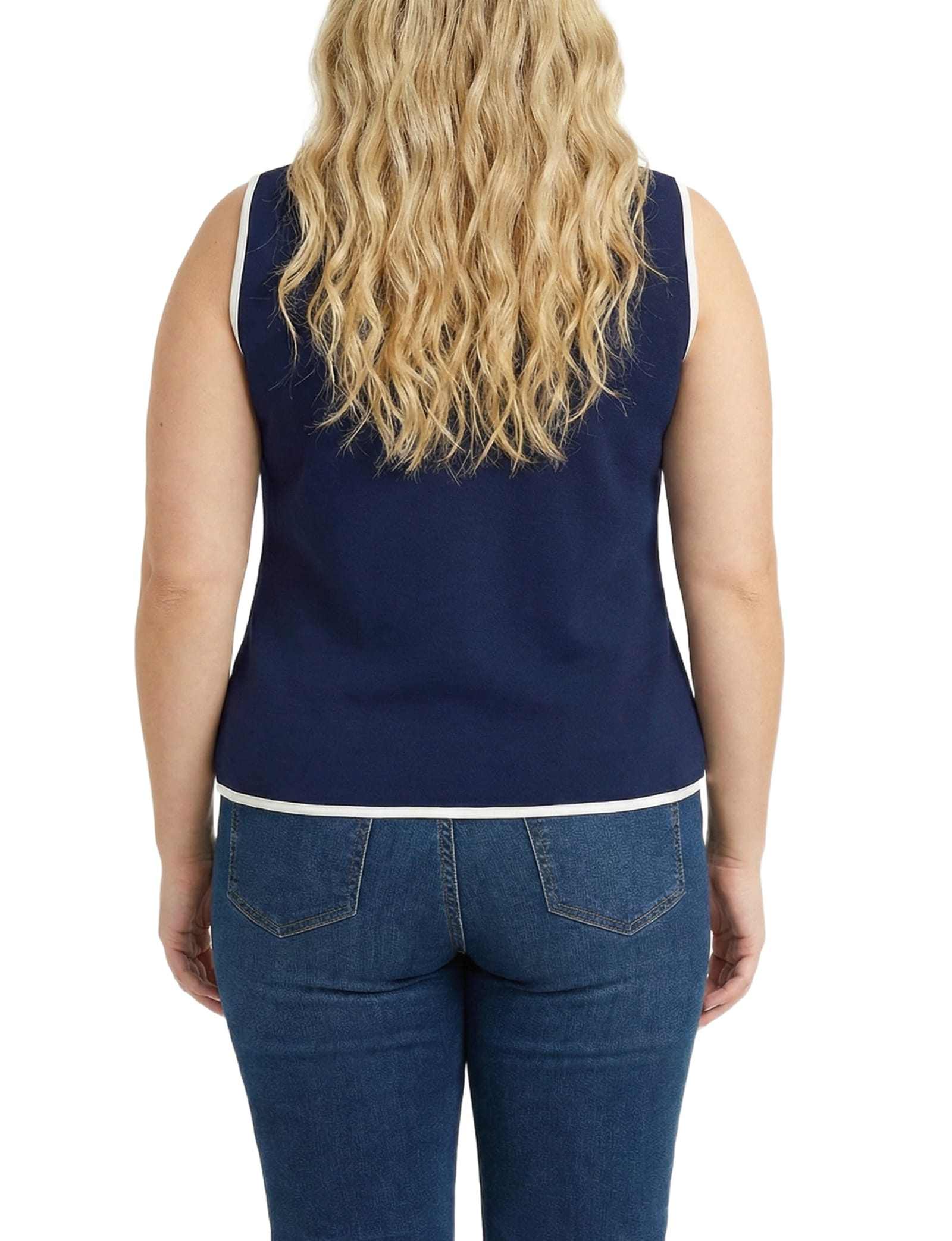 Plus Size Sleeveless Contrast-Edged Vest thumbnail 3