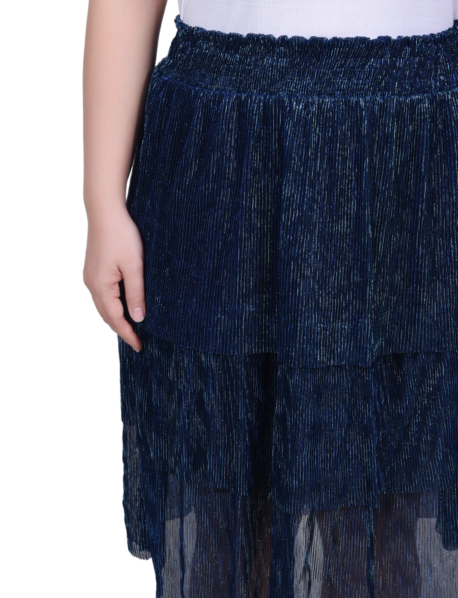 Petite Tiered Mesh Plisse Skirt thumbnail 3