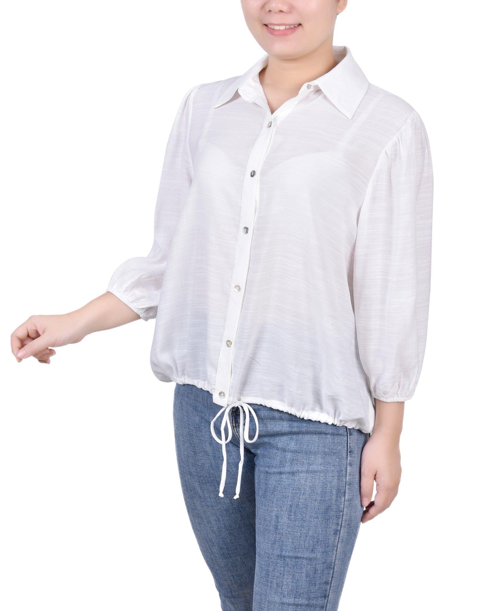3/4 Sleeve Drawstring Blouse thumbnail 2