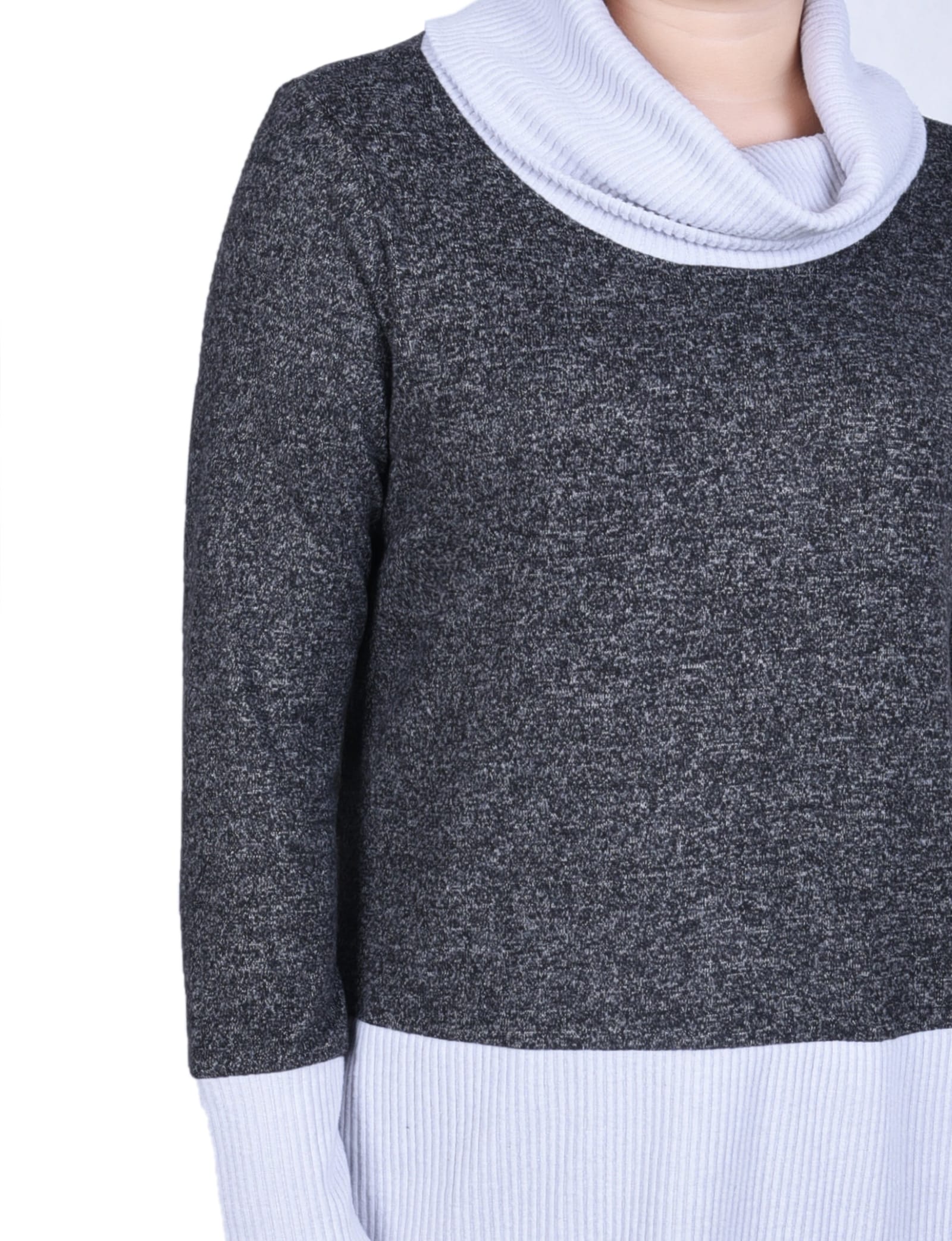 Petite Long Sleeve Cowl Neck Colorblocked Top thumbnail 4