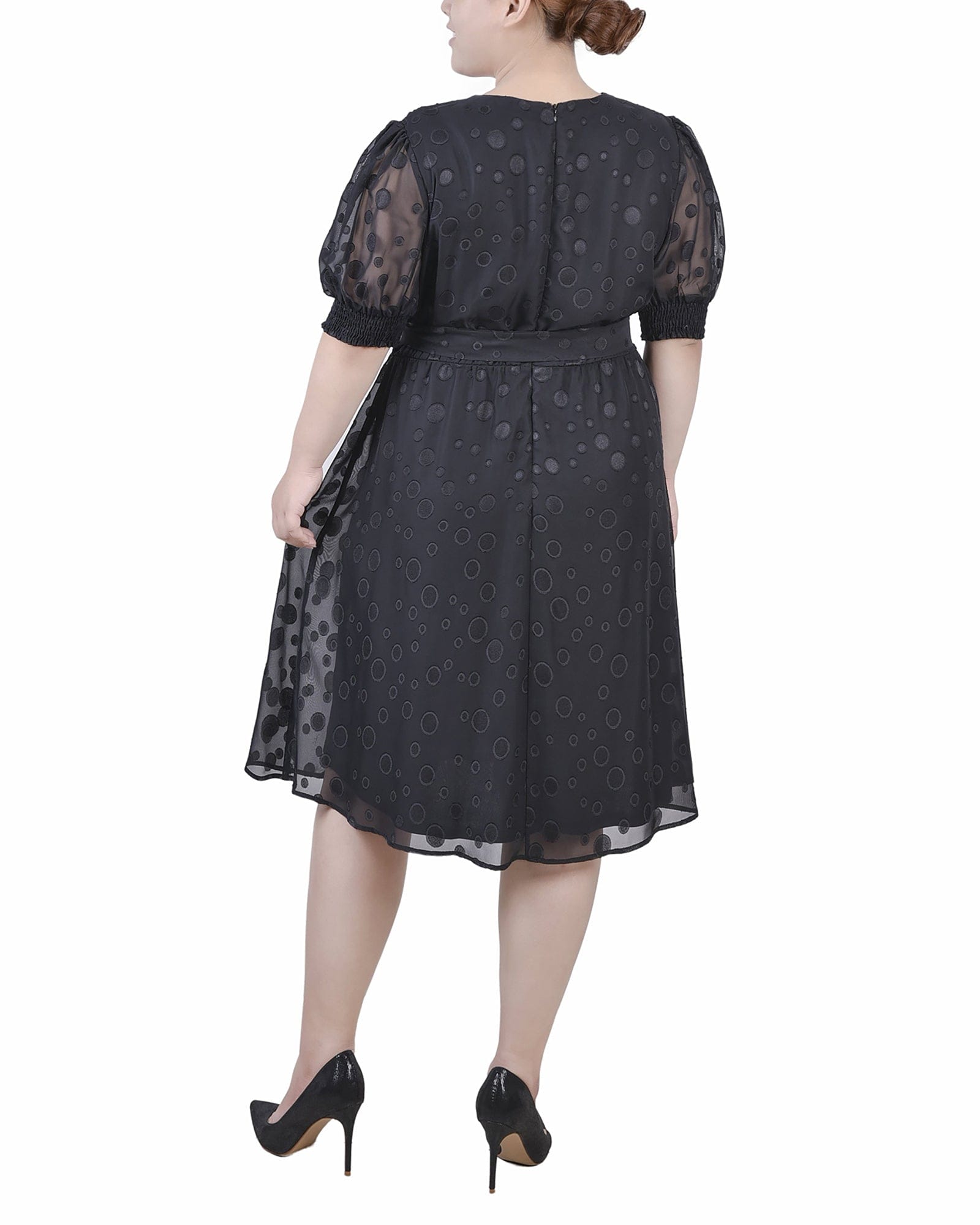 Plus Size Elbow Sleeve Swiss Dot Dress thumbnail 3