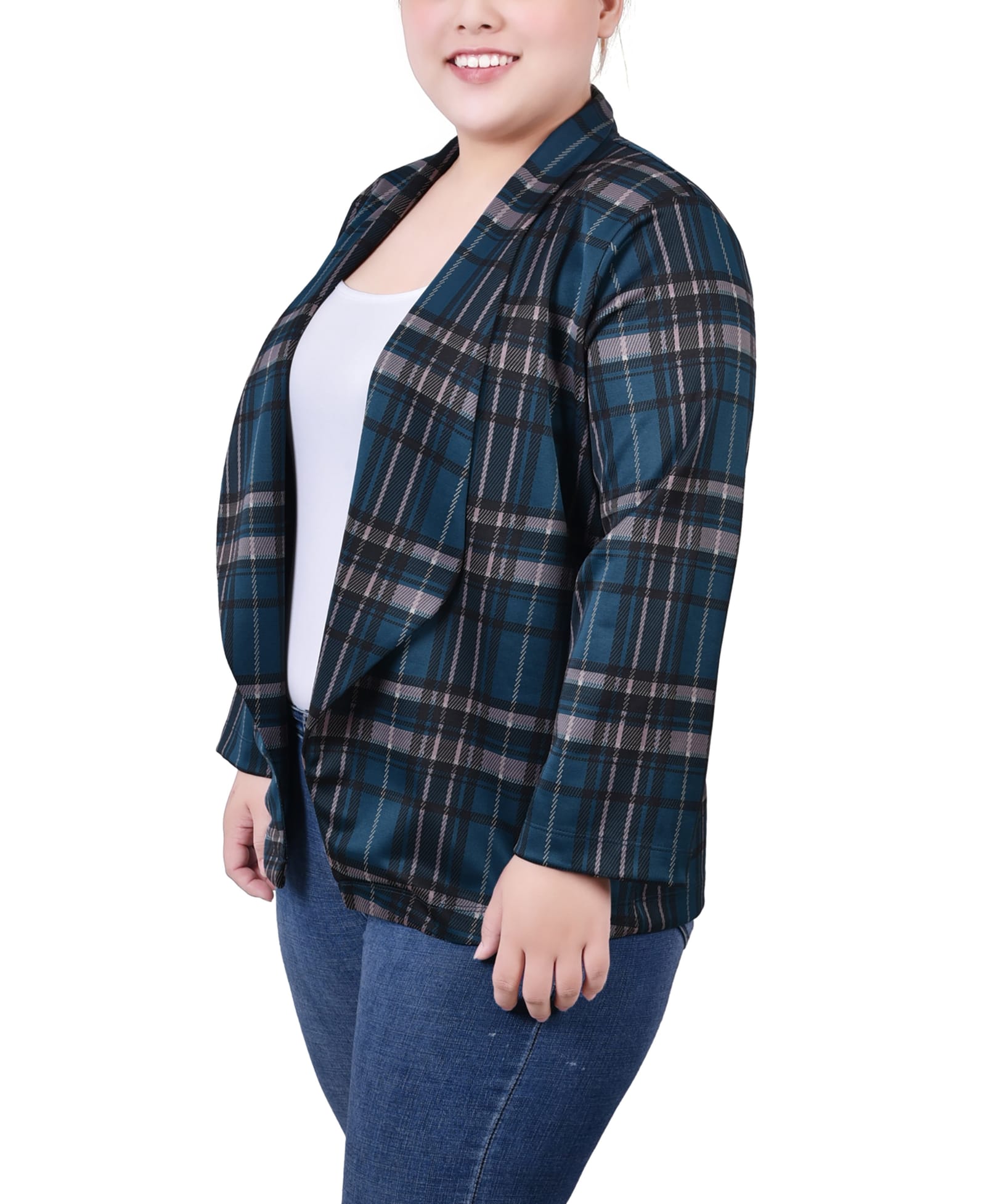 Plus Size 3/4 Sleeve Ponte Jacket thumbnail 2