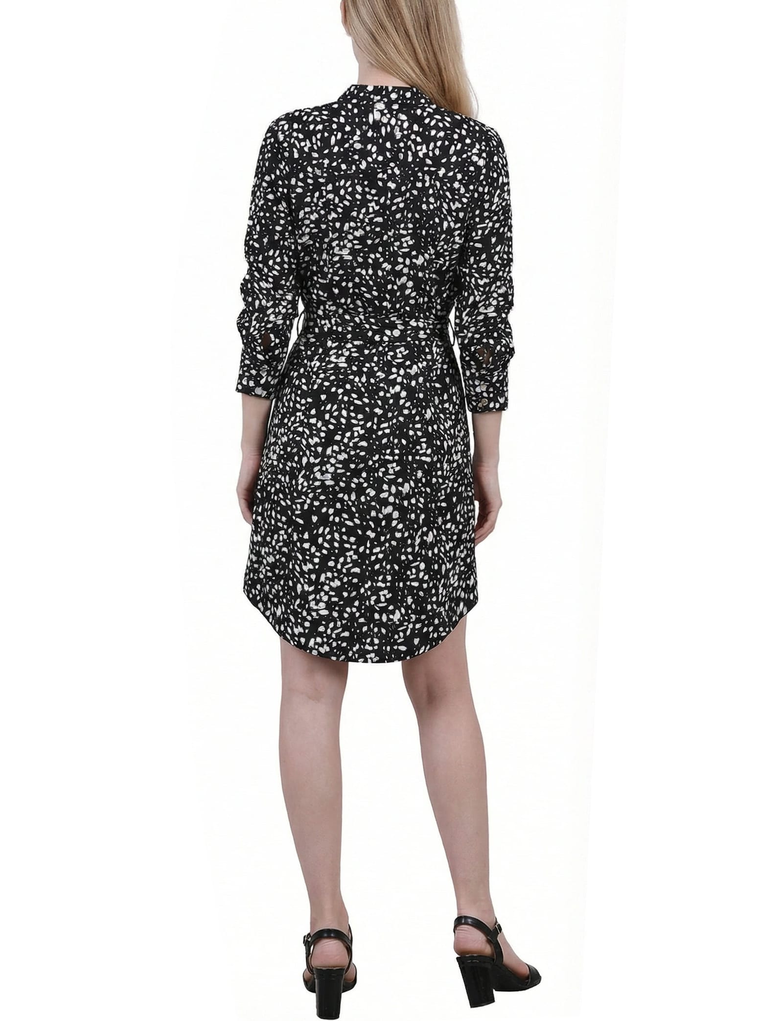 3/4 Rouched Sleeve Dress with Belt thumbnail 4