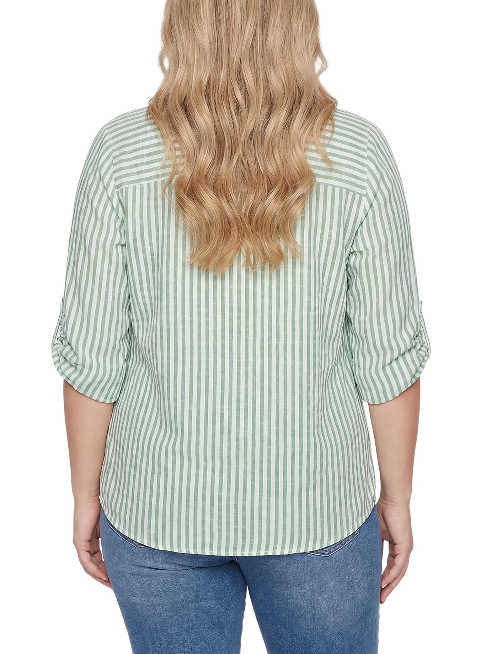 Plus Size 3/4 Sleeve Roll Tab Blouse thumbnail 3