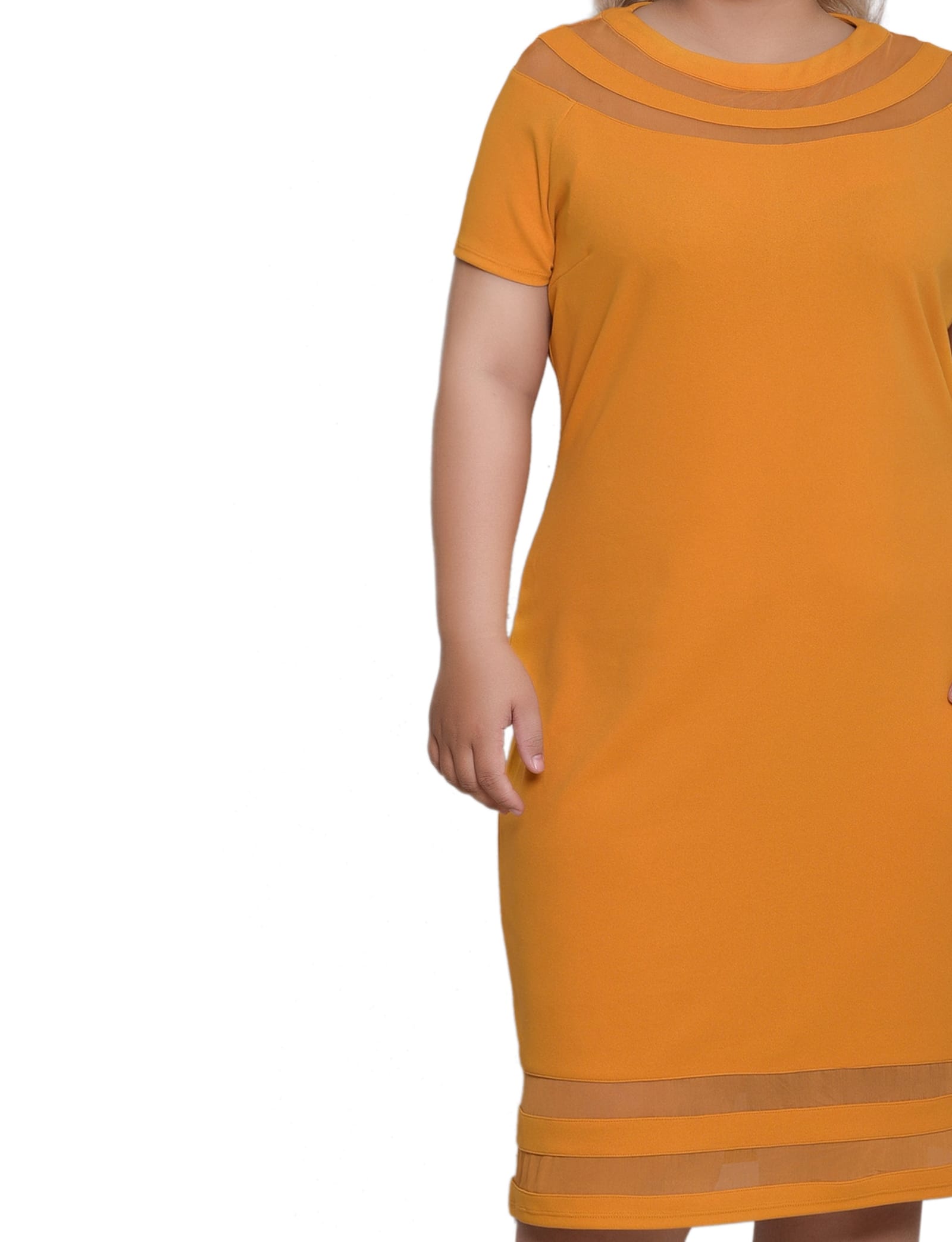 Plus Size Short Sleeve Dress with Mesh Insets thumbnail 4