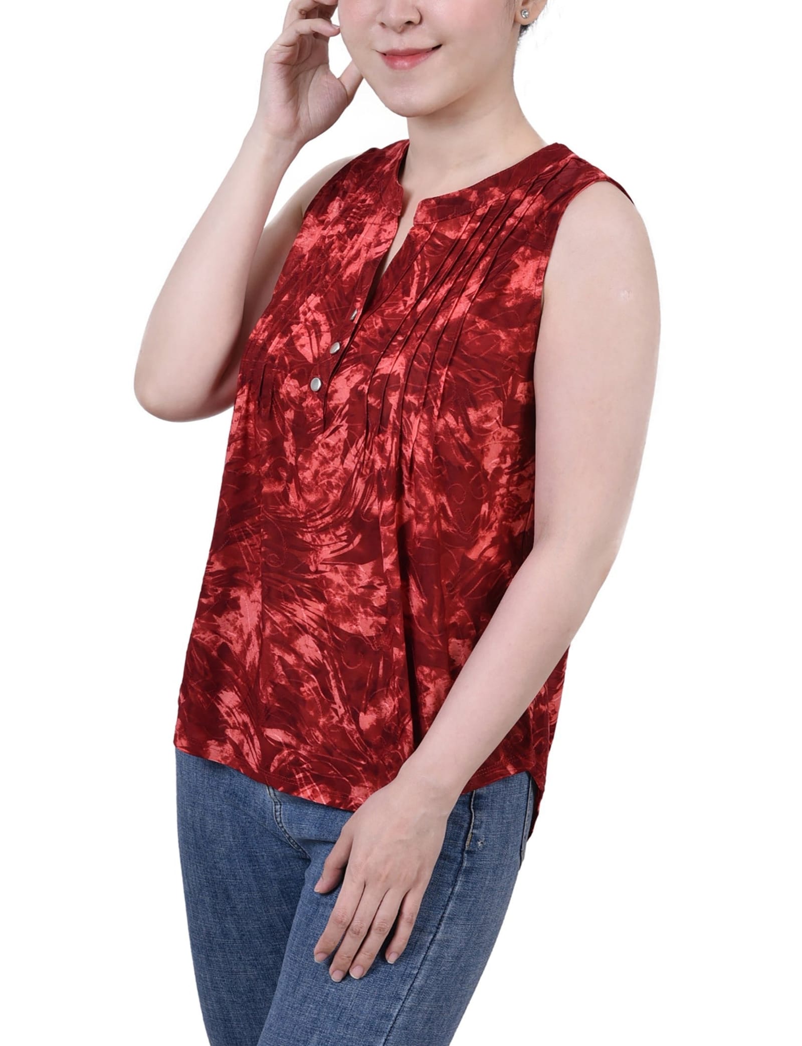 Petite Sleeveless Jacquard Y Neck Top thumbnail 2