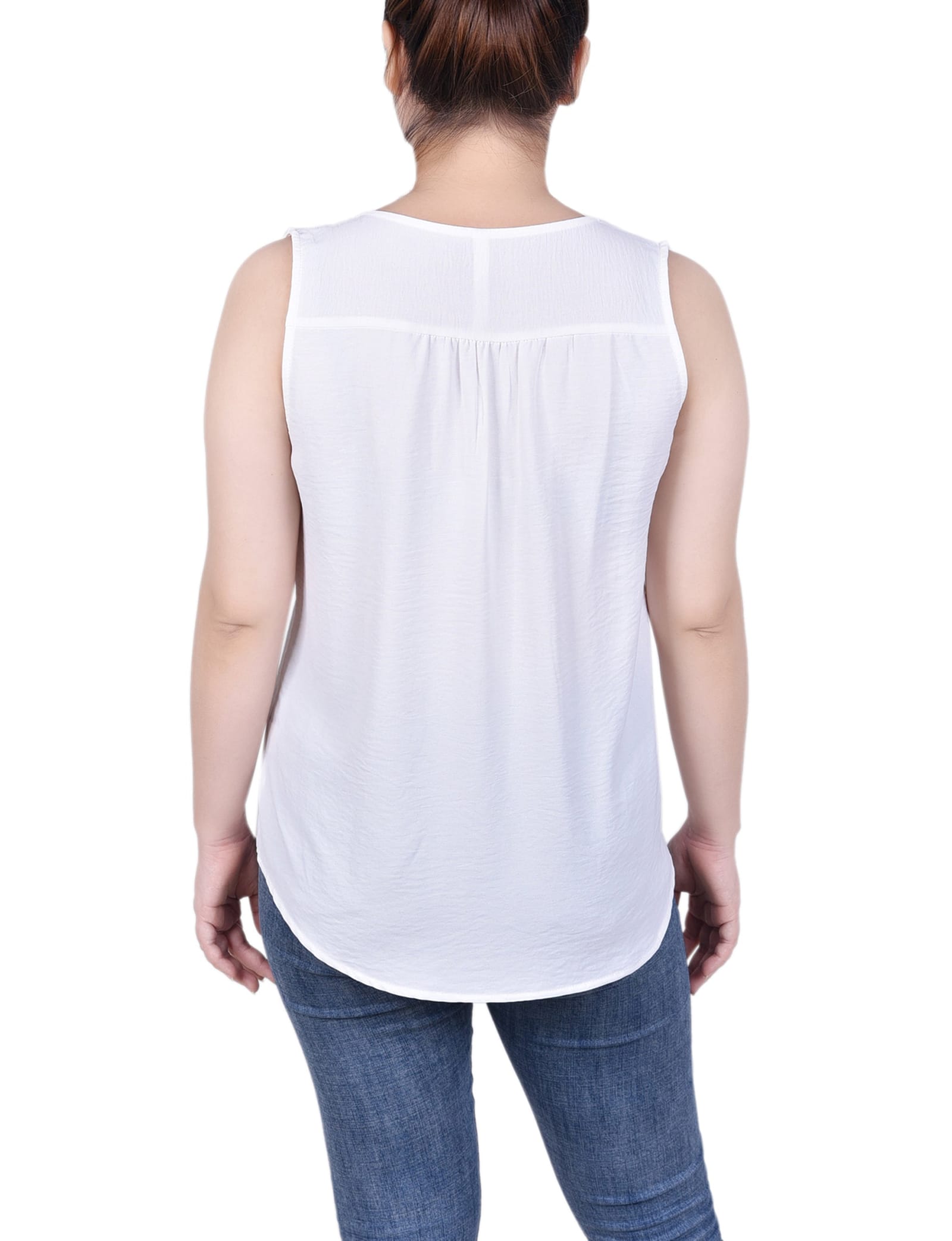 Petite Sleeveless Button Front Blouse thumbnail 3