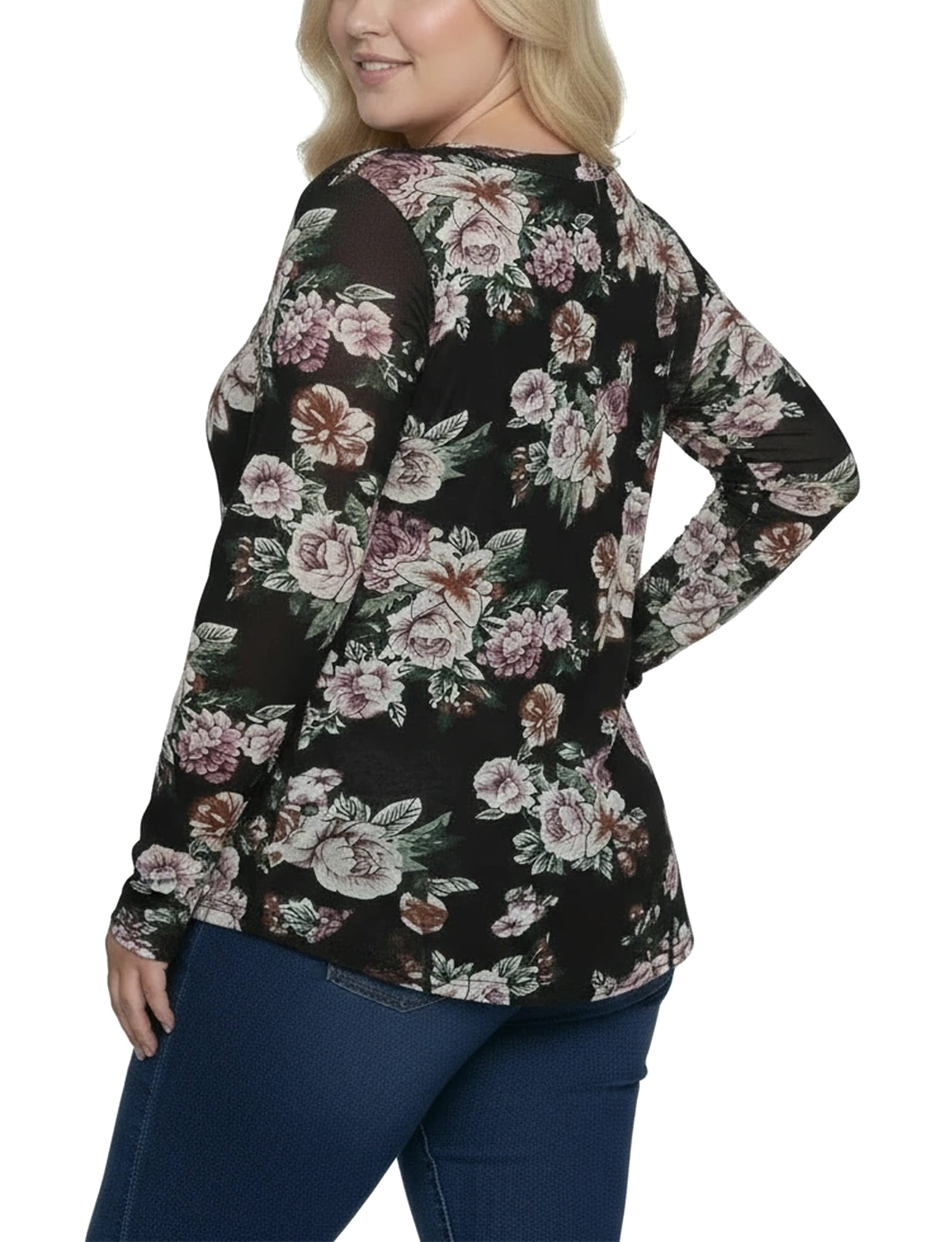 Plus Long Raglan Sleeve Mesh Top thumbnail 3