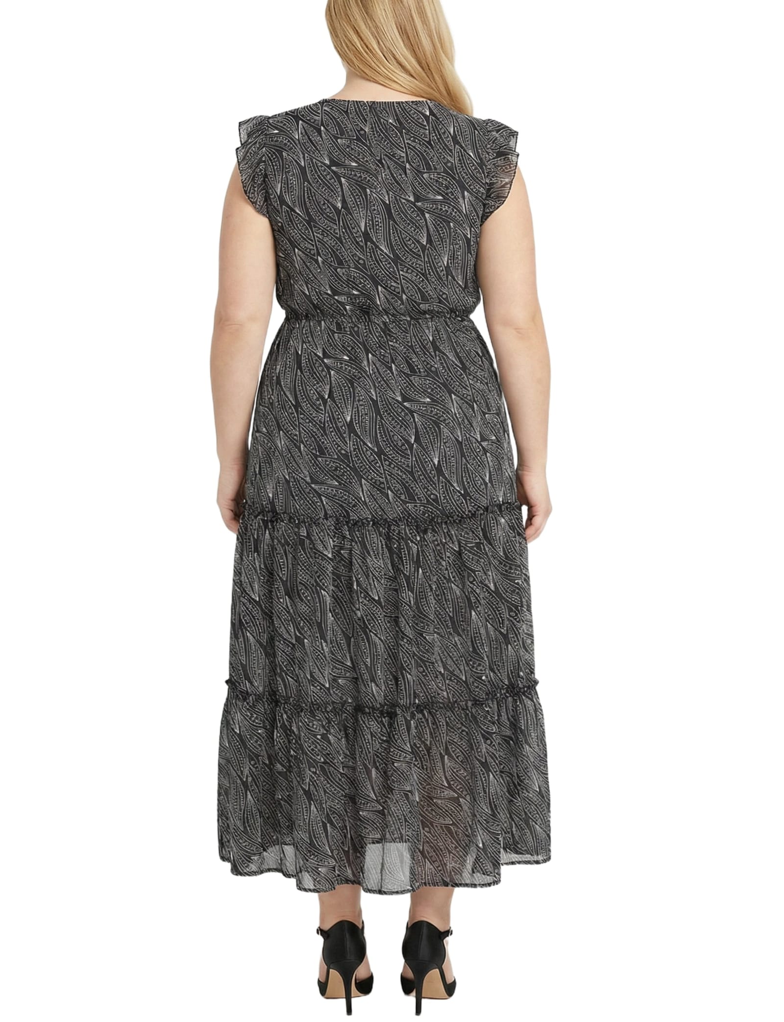 Plus Size Flutter Sleeve Tiered Dress thumbnail 3