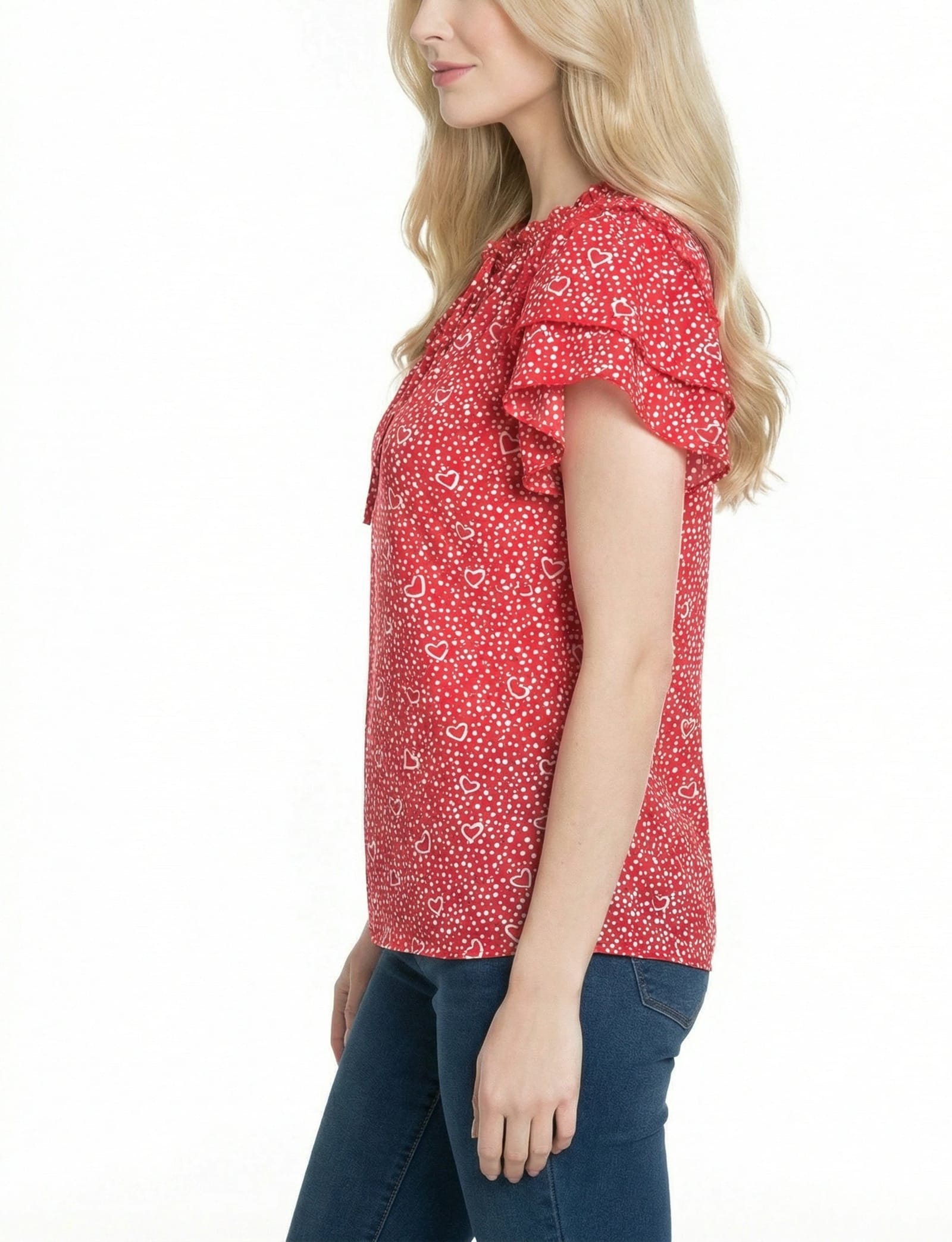 Petite Double Flutter Sleeve Blouse thumbnail 3
