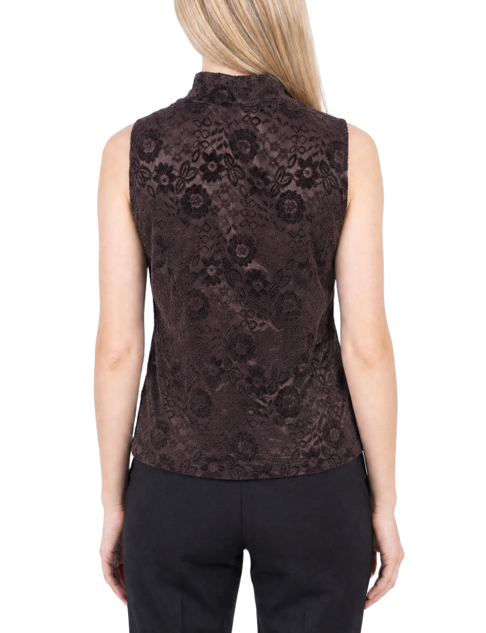 Petite Sleeveless Velvet Mock Neck thumbnail 4