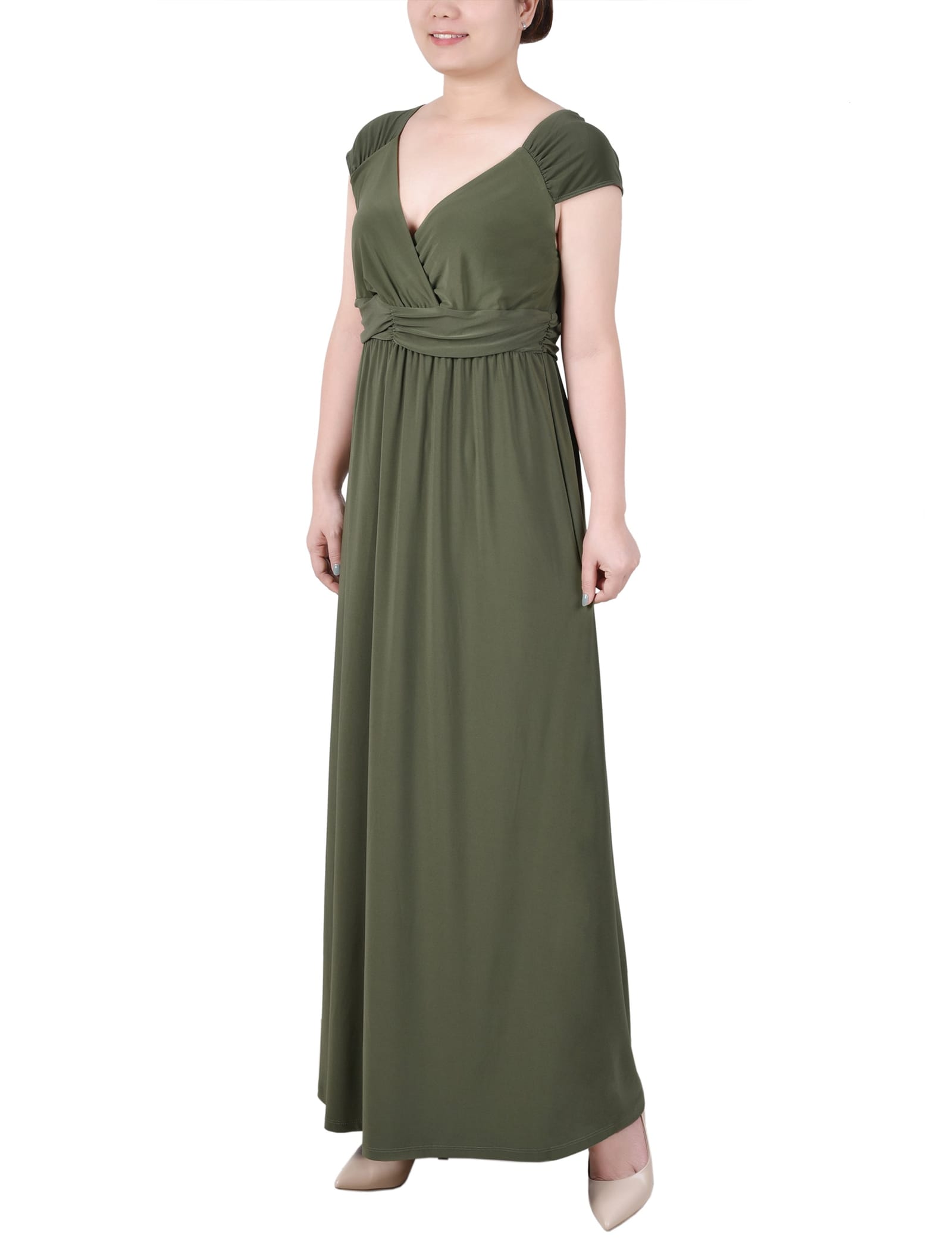Petite Ruched Empire-Waist Maxi Dress thumbnail 2