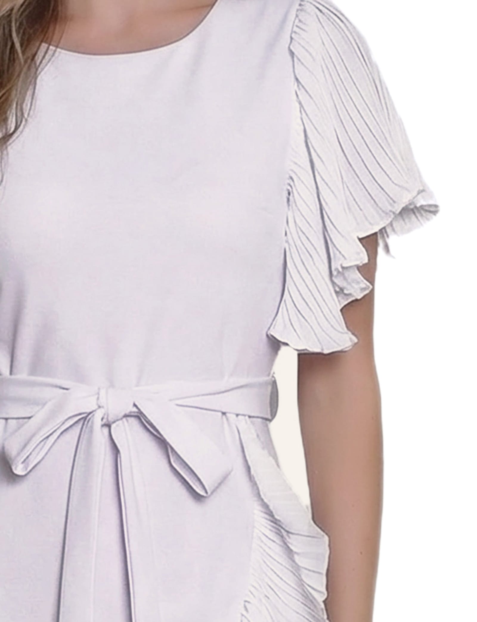 Petite Short Sleeve Pleated Ruffle Dress thumbnail 2