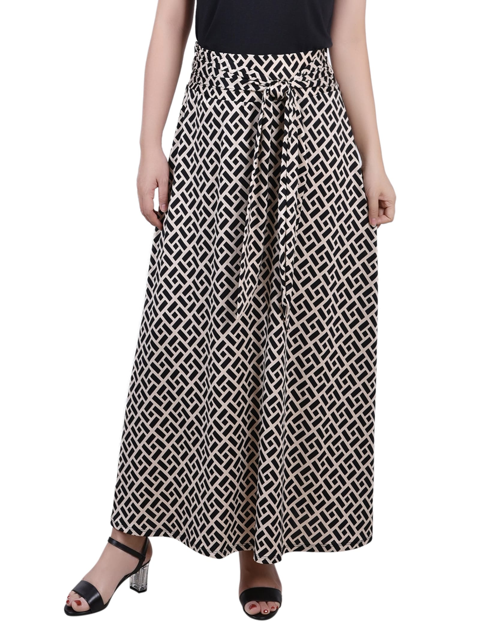 Petite Maxi Skirt with Sash Waist Tie