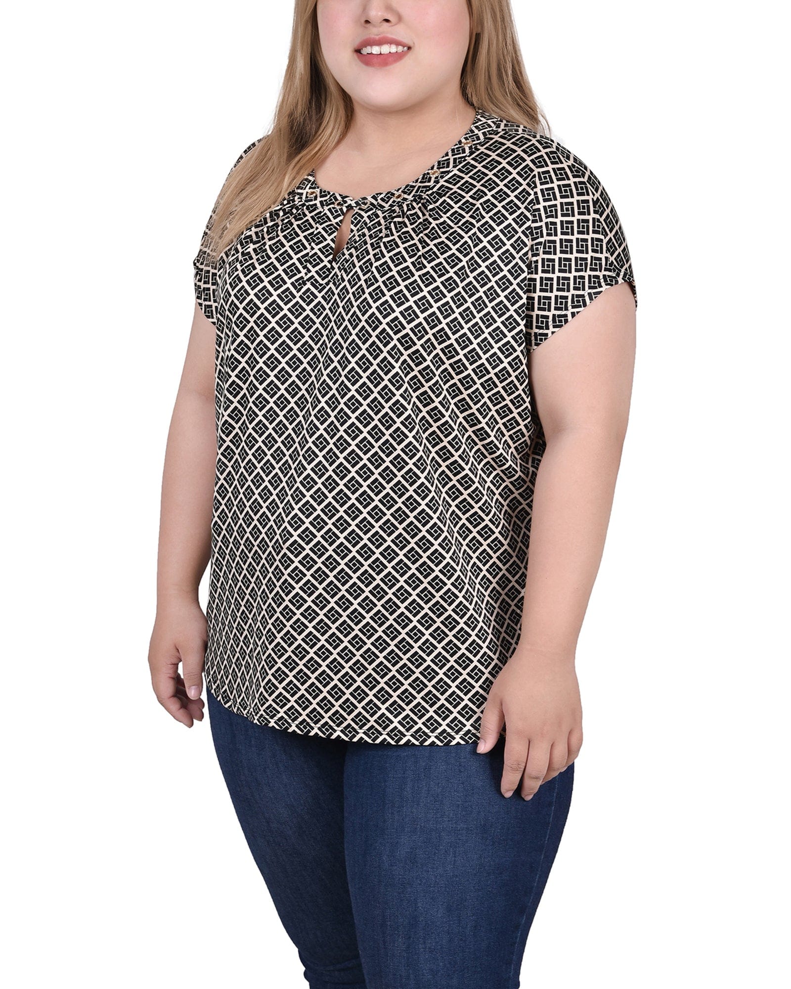 Plus Size Extended Sleeve Top with Grommets thumbnail 2