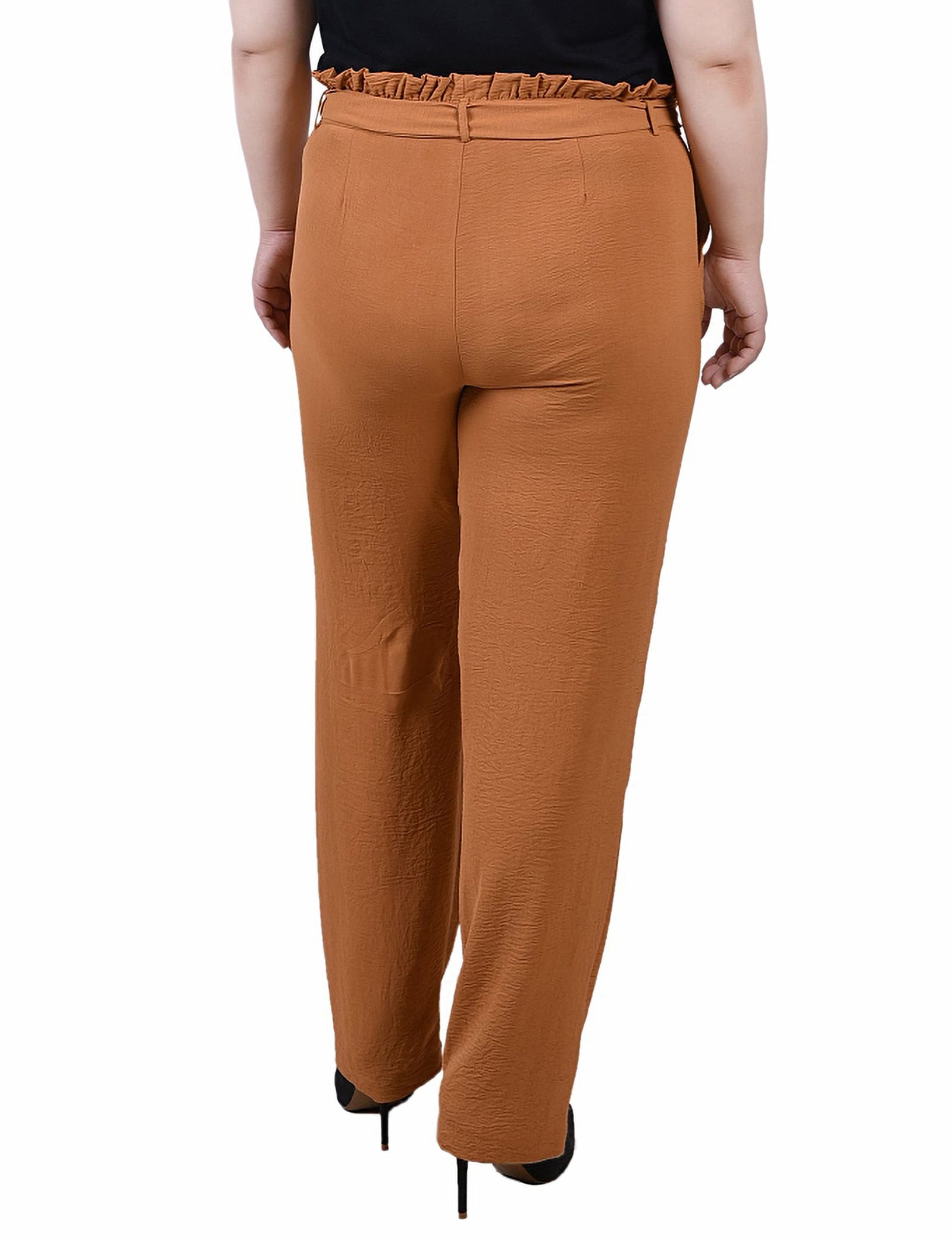 Plus Size Full Length Paper Bag Waist Pants thumbnail 3