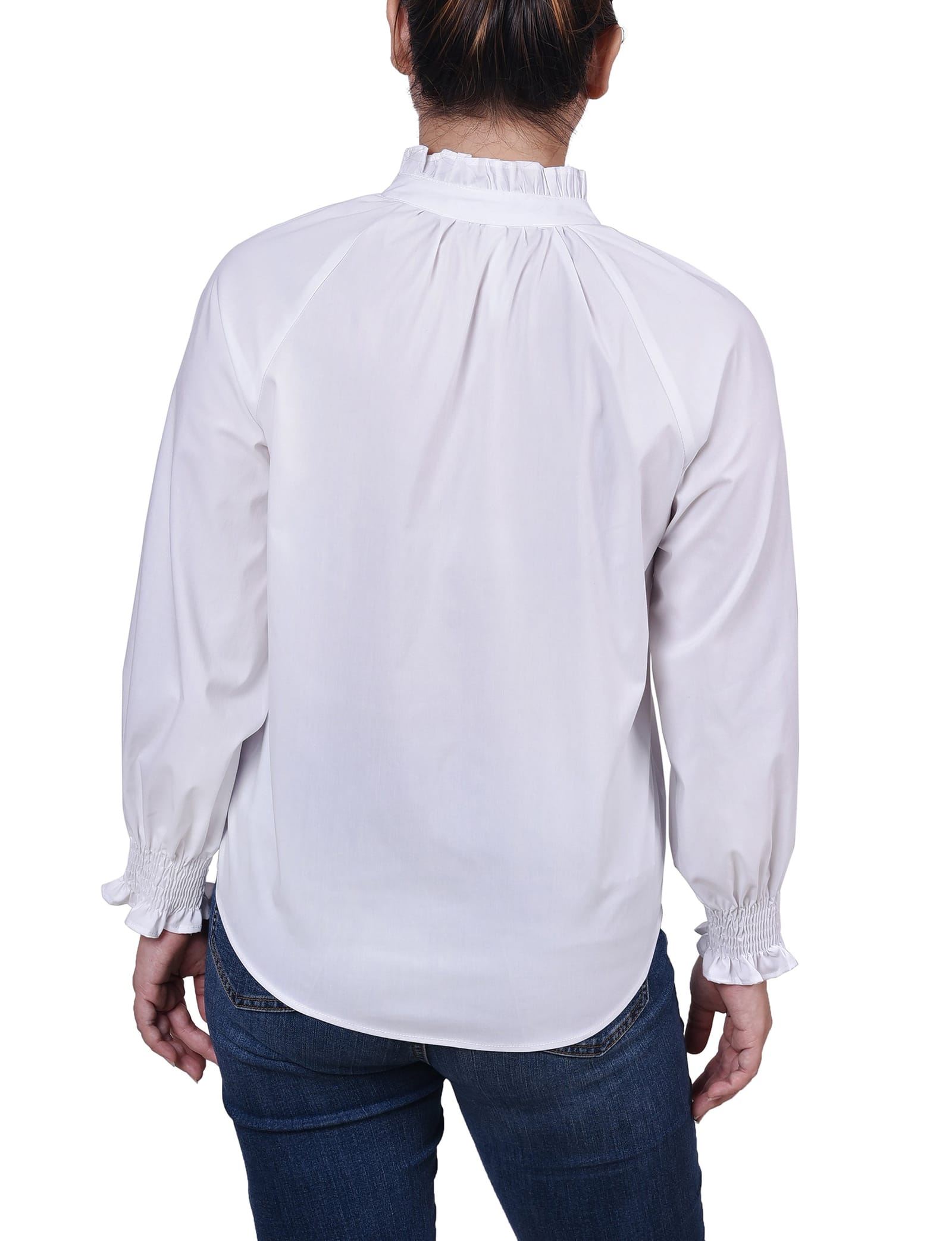 Petite Long Sleeve Button Front Blouse thumbnail 3