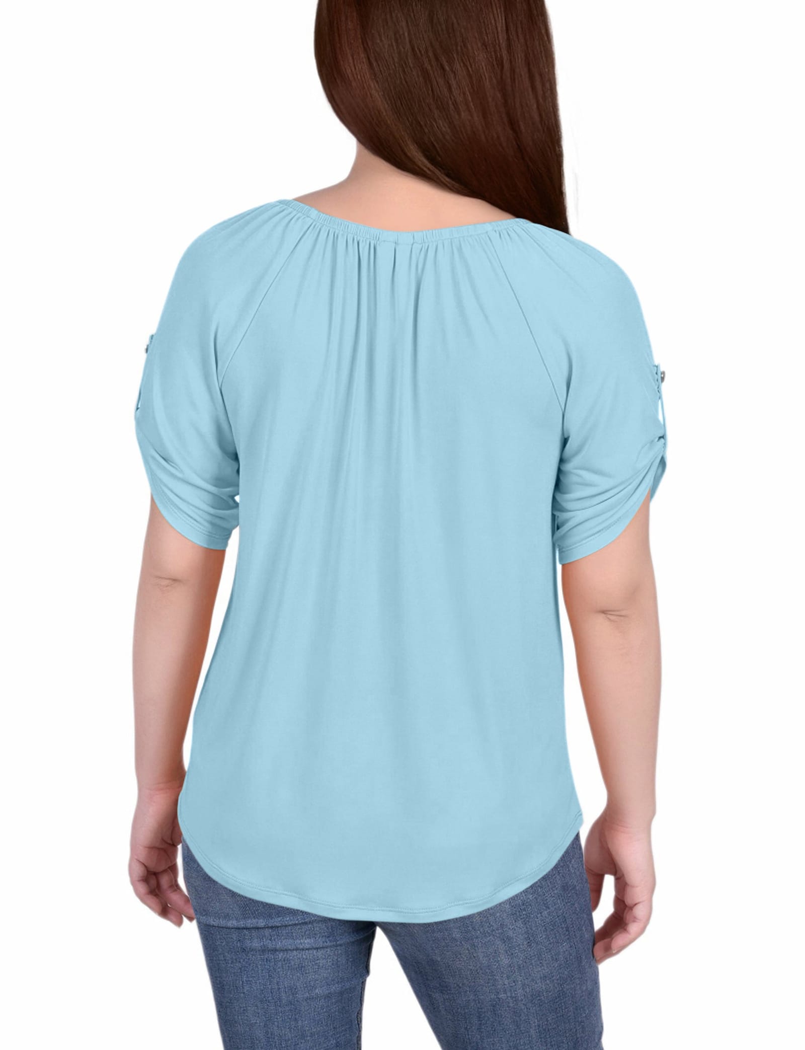 Short Sleeve Round Neck Henley Top thumbnail 3