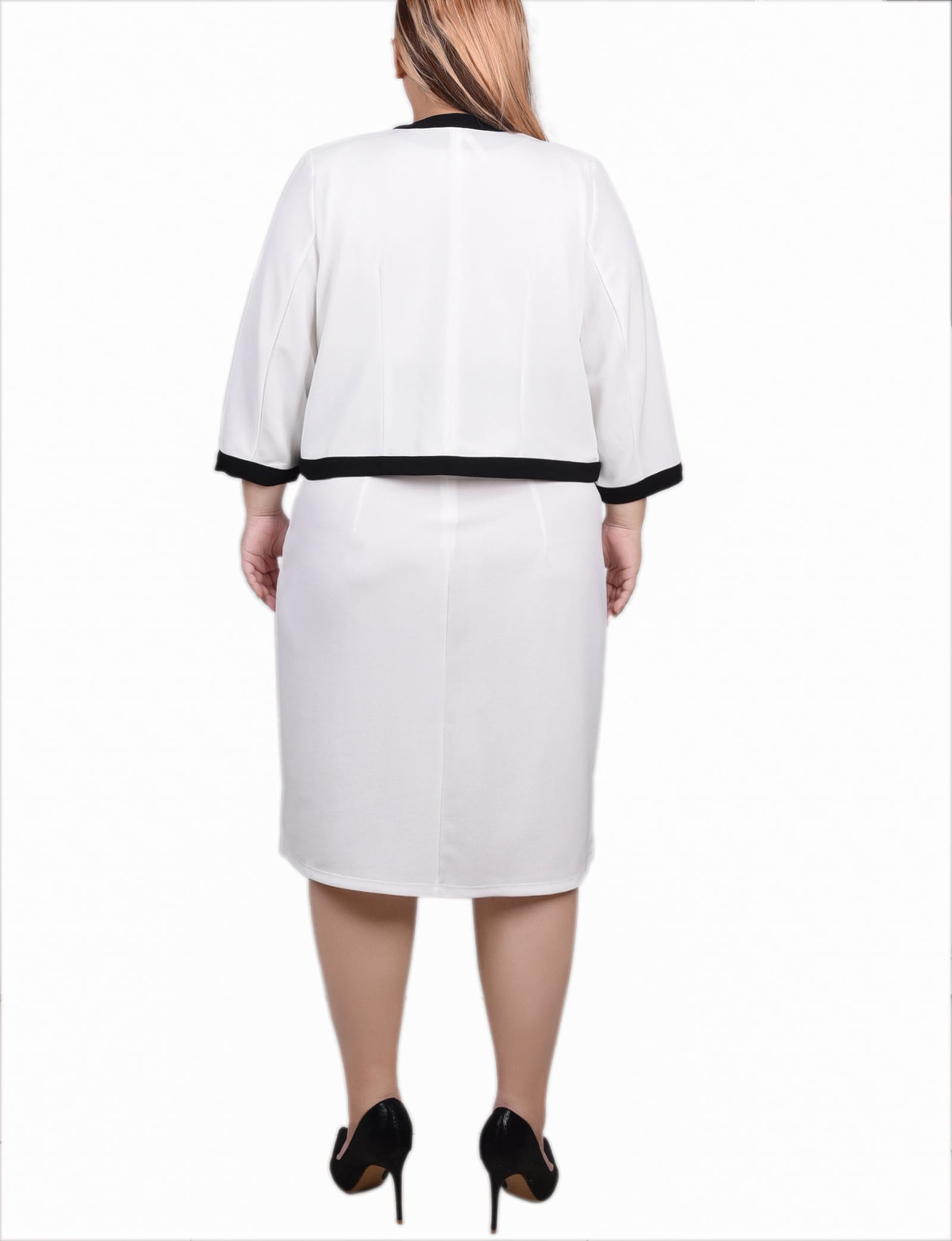 Plus Size Elbow Sleeve Colorblocked 2 Piece Dress Set thumbnail 3