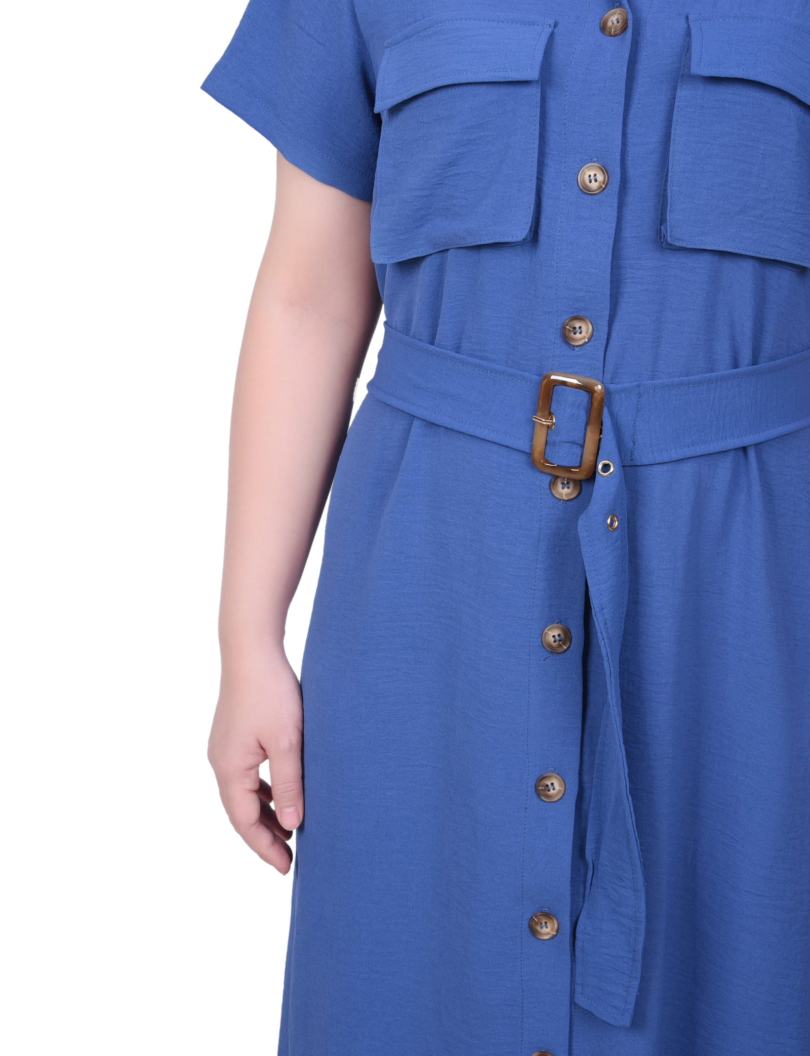 Petite Short Sleeve Belted Shirtdress thumbnail 4