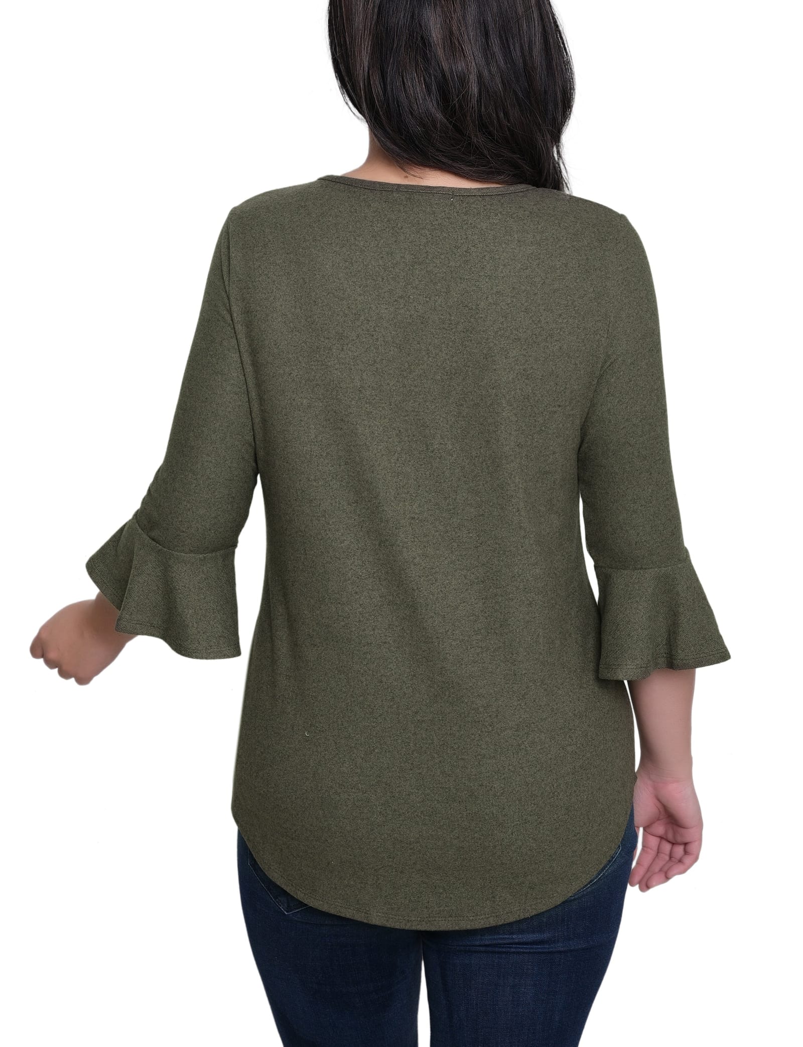 Petite 3/4 Bell Sleeve Top with Hardware thumbnail 2