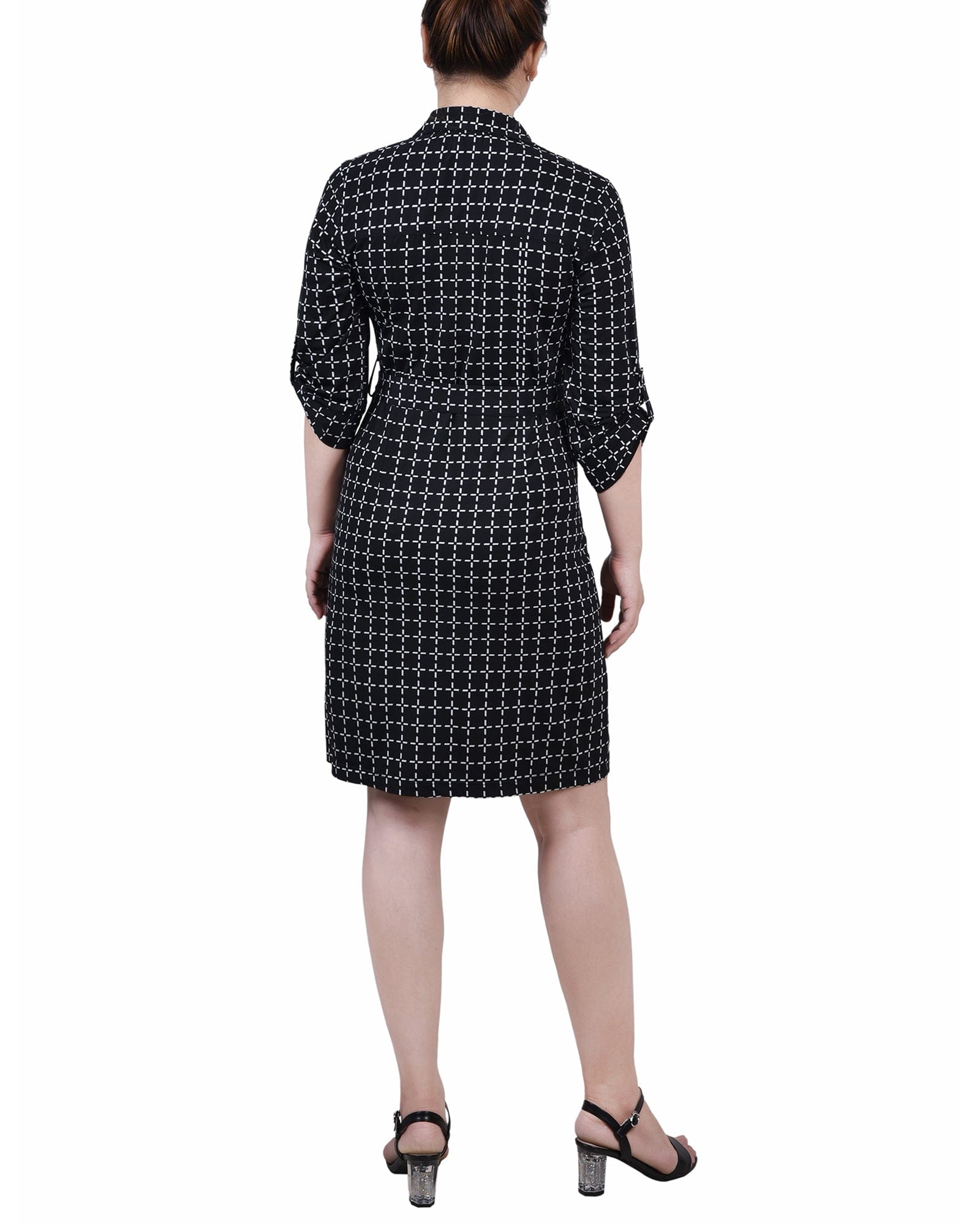 Petite Belted Roll Tab Zip Front Shirtdress thumbnail 3