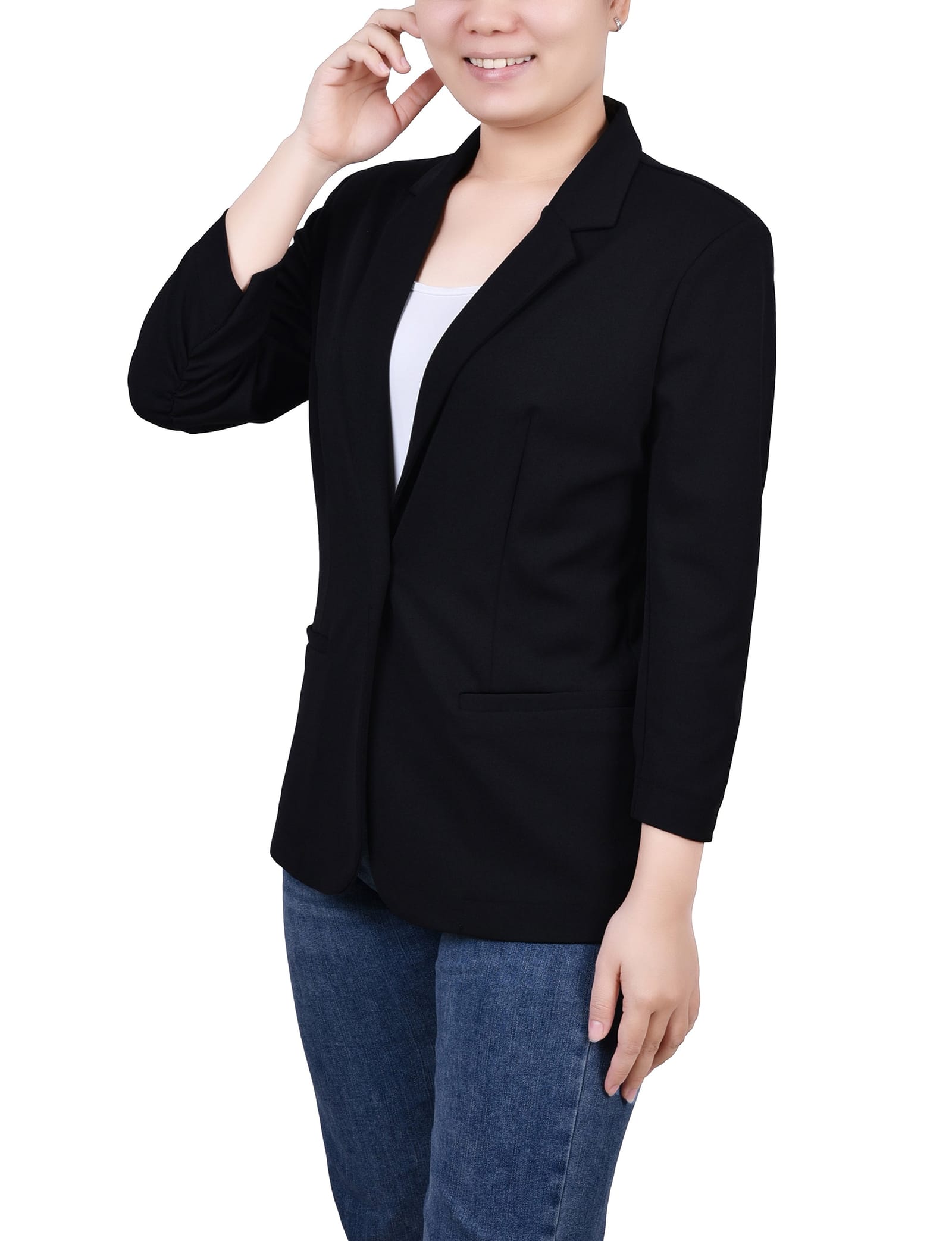 Plus Size Long Sleeve Scuba Crepe Jacket thumbnail 2