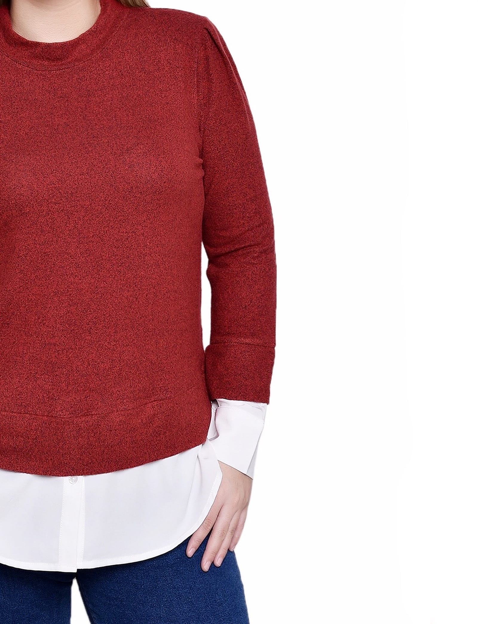 Petite Long Sleeve Two-Fer Top thumbnail 3