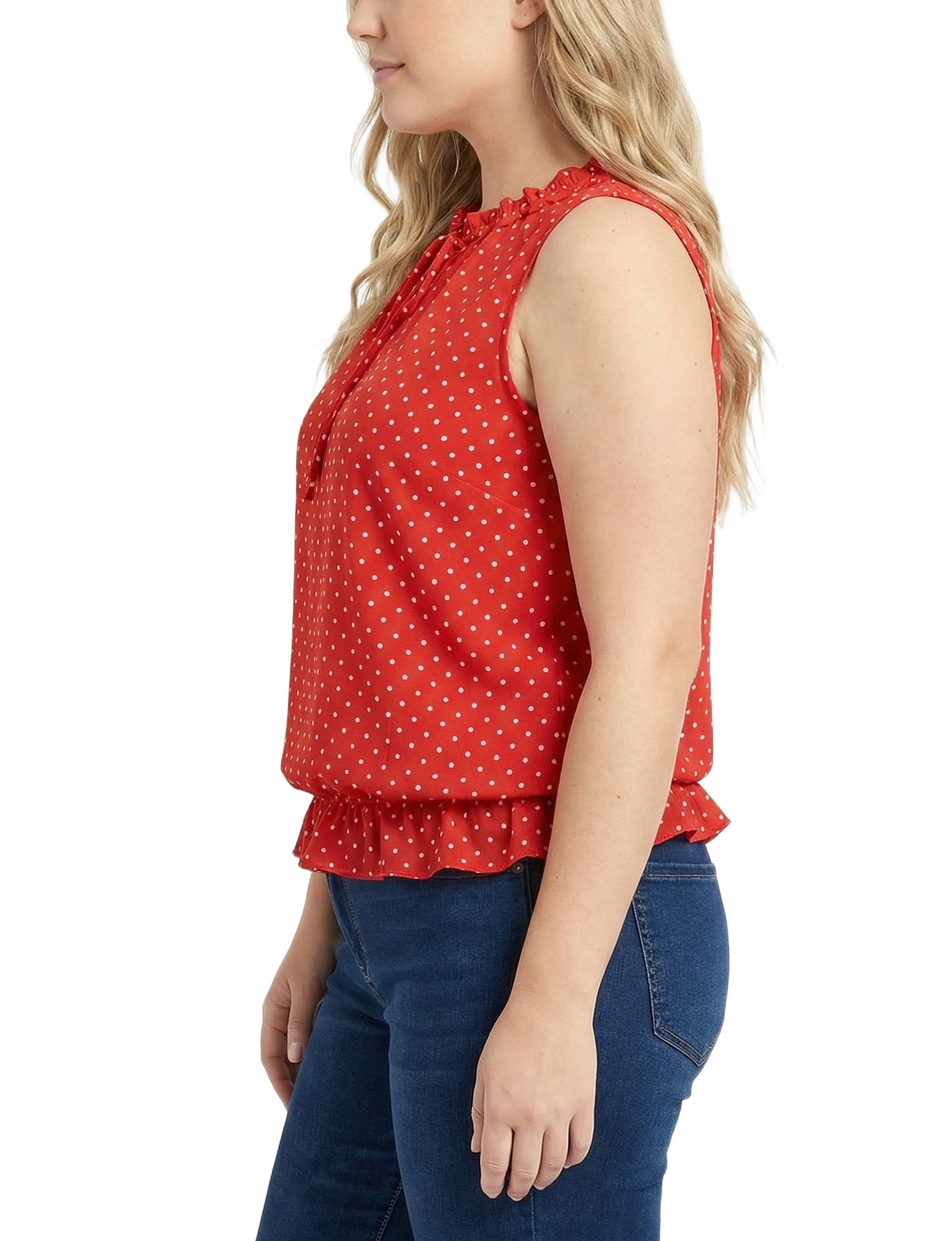 Plus Size Sleeveless Ruffle Flounced Blouse thumbnail 2