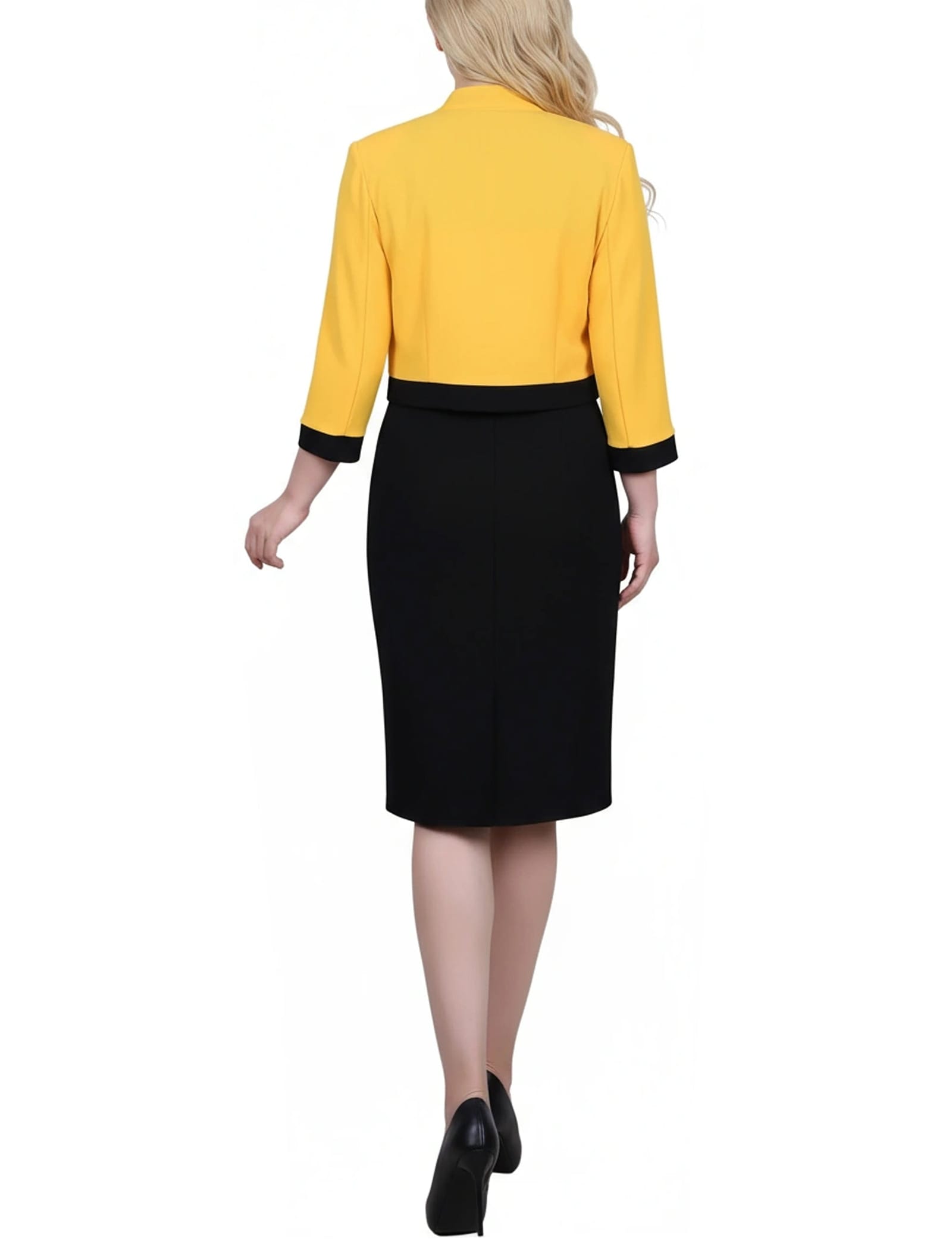 Petite 3/4 Sleeve 2 Piece Colorblocked Dress Set thumbnail 6