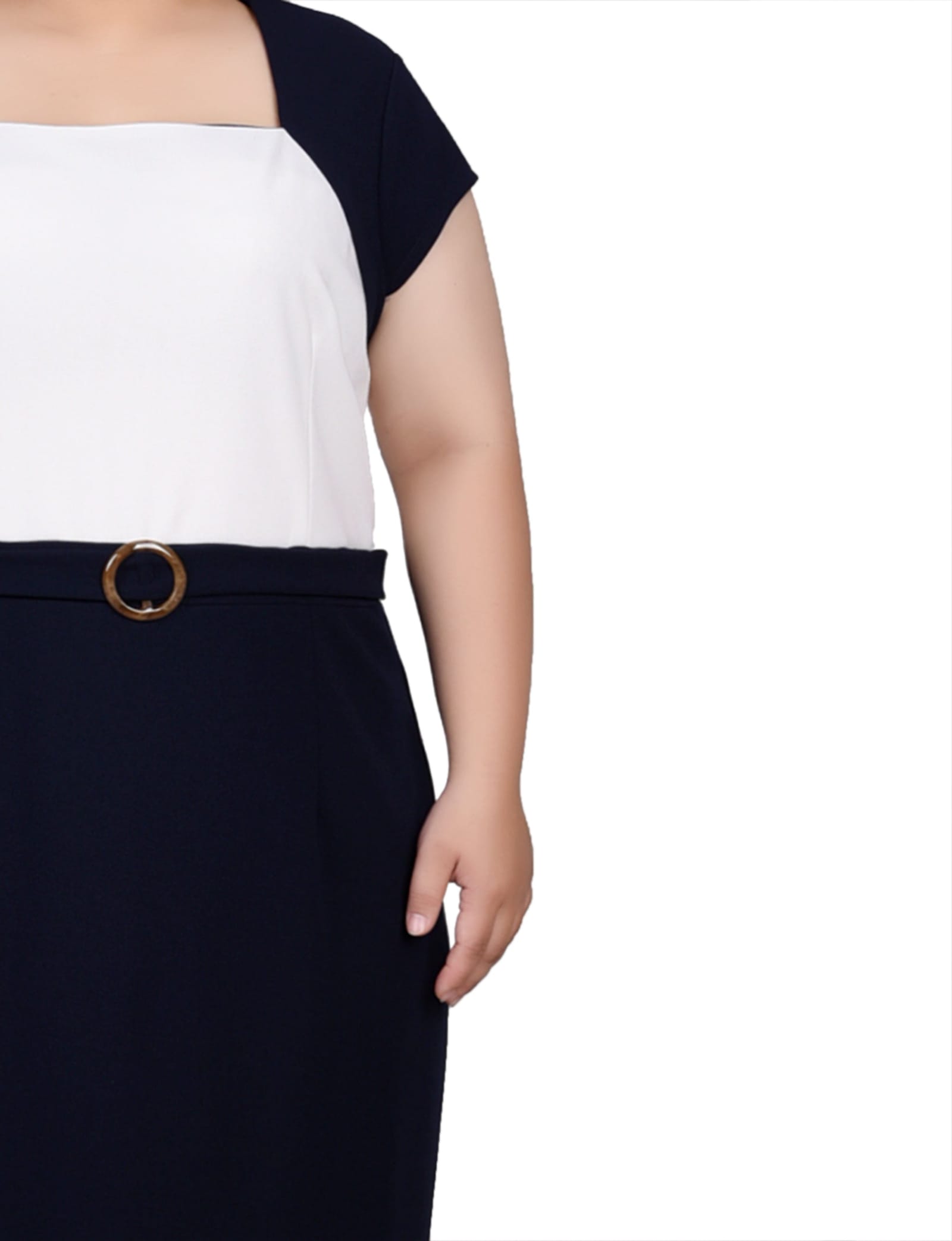 Plus Size 3/4 Sleeve 2 Piece Colorblocked Dress Set thumbnail 3