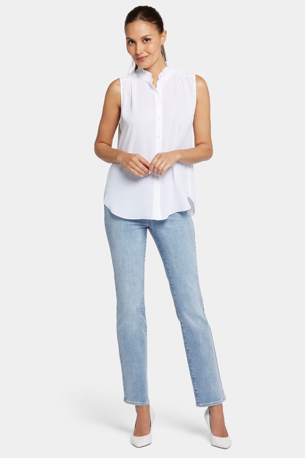 Sleeveless Ruffle Neck Blouse thumbnail 5