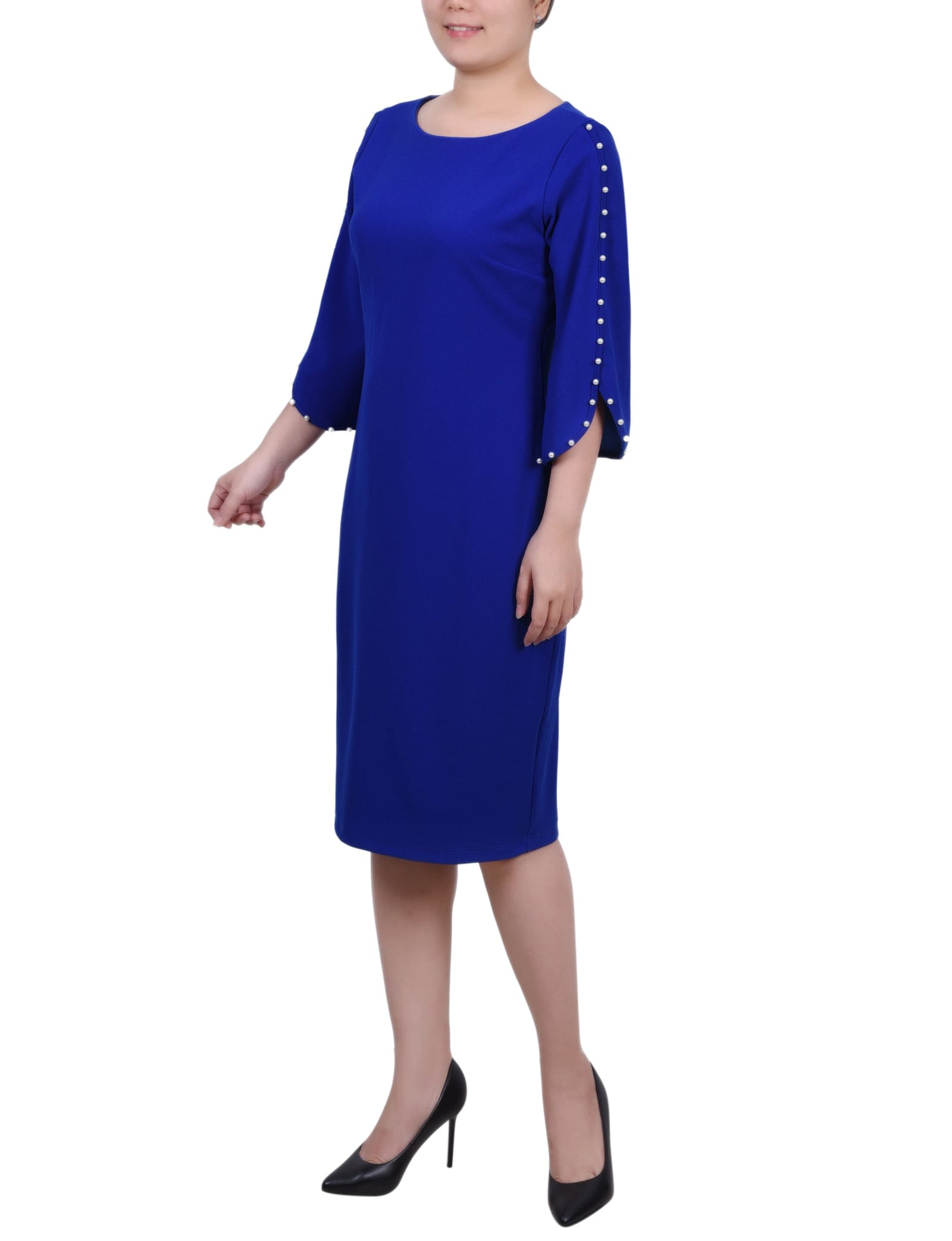 3/4 Pearl-Detail Petal Sleeve Dress thumbnail 2