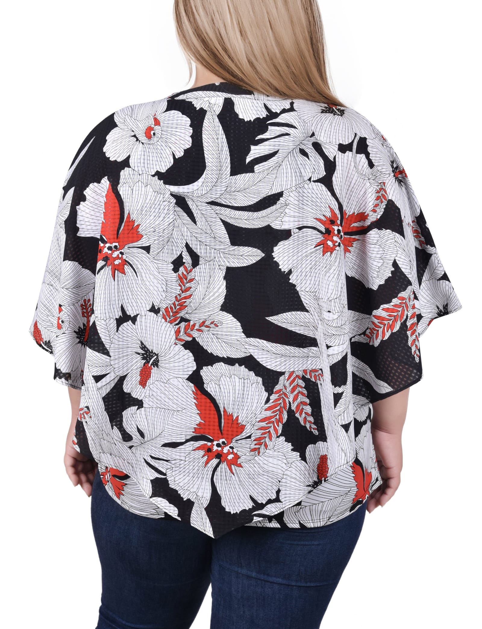 Plus Size Elbow Sleeve Poncho Top thumbnail 3