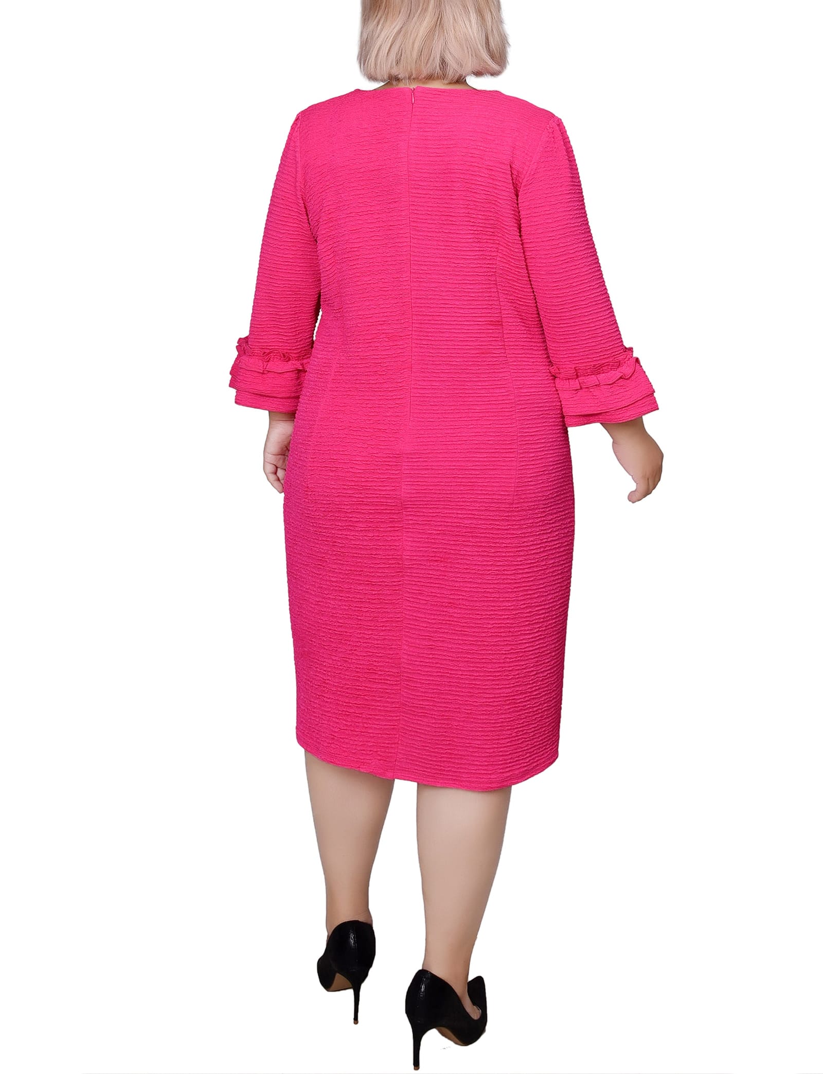 Plus Size 3/4 Sleeve Textured Knit Dress thumbnail 3
