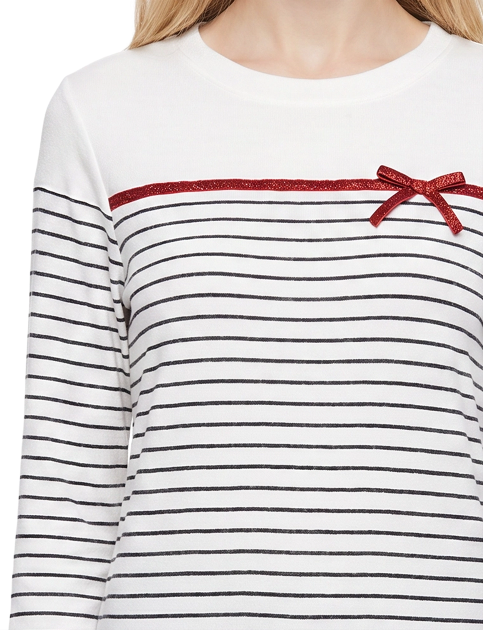 Long Sleeve Ribbon Design Pullover Top thumbnail 3