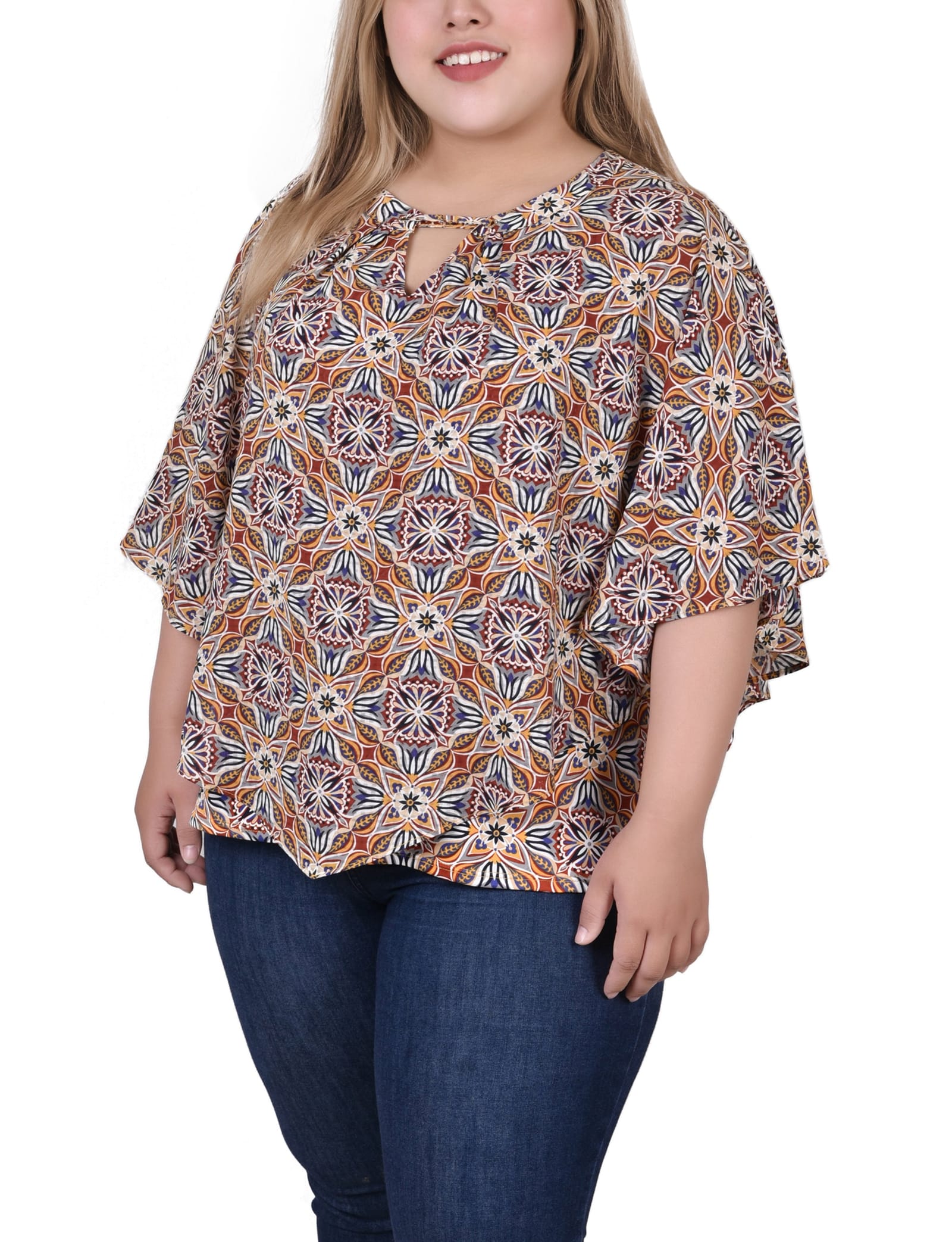 Plus Size Elbow Sleeve Poncho Top thumbnail 2