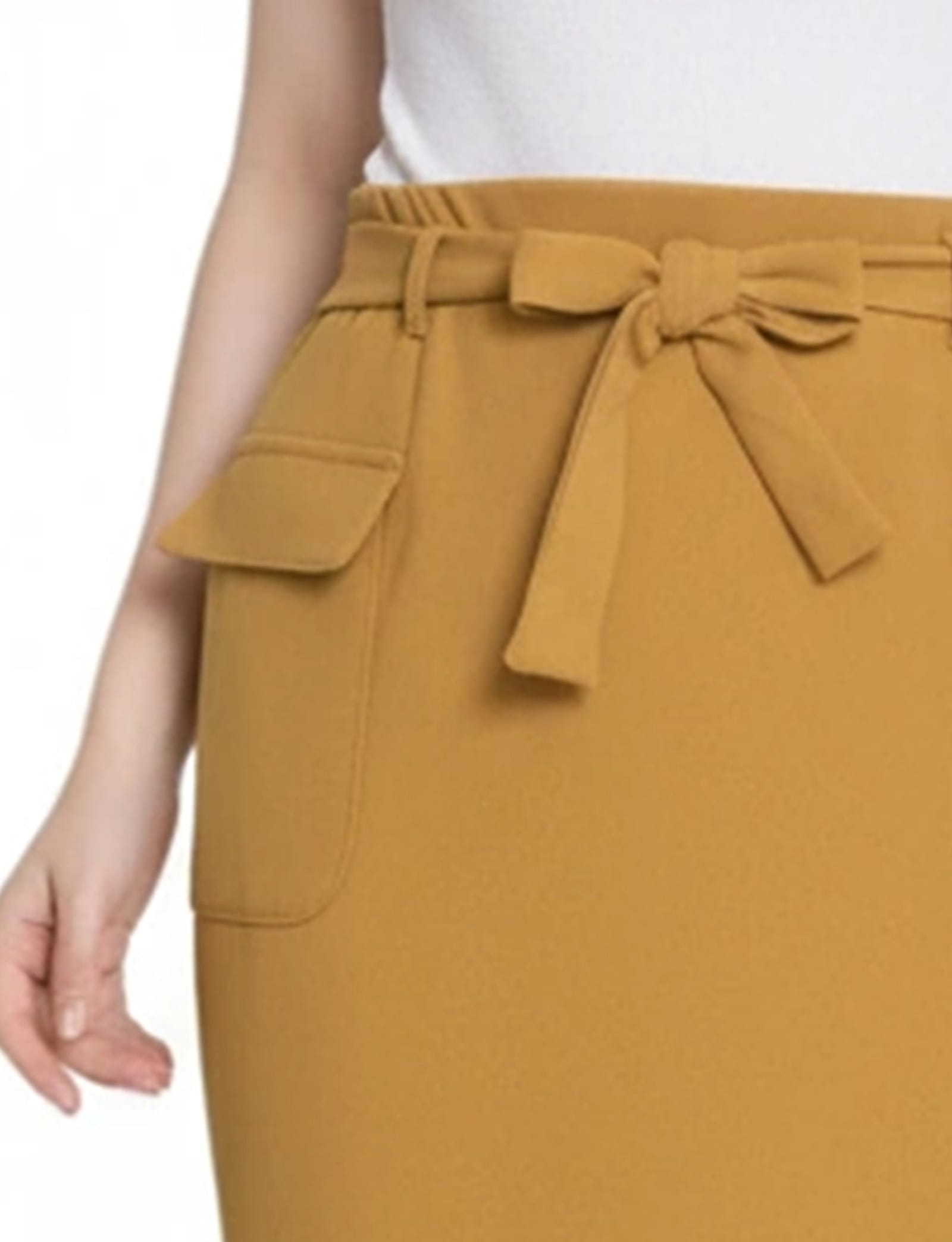 Petite Slim Belted Scuba Crepe Skirt thumbnail 3