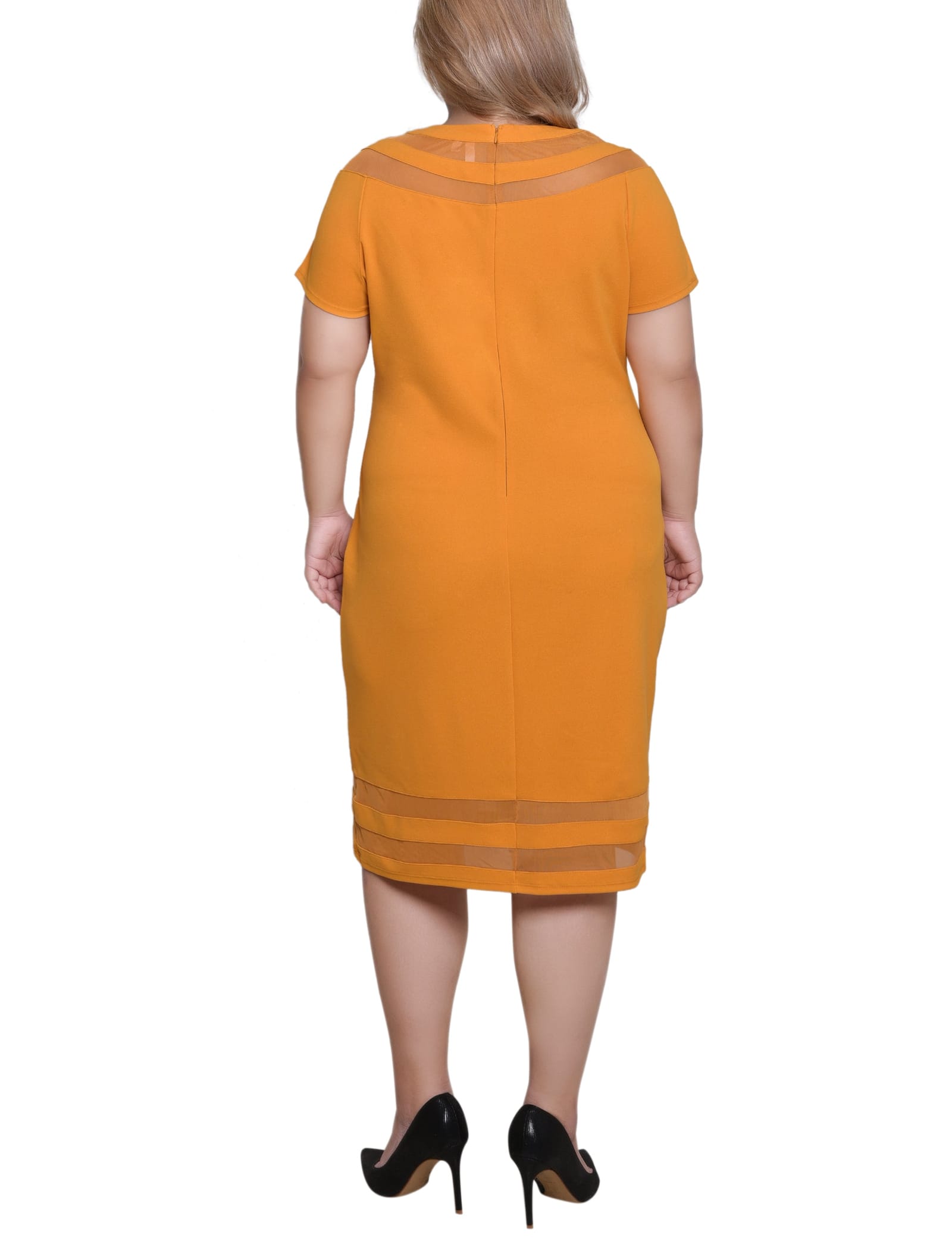 Plus Size Short Sleeve Dress with Mesh Insets thumbnail 3