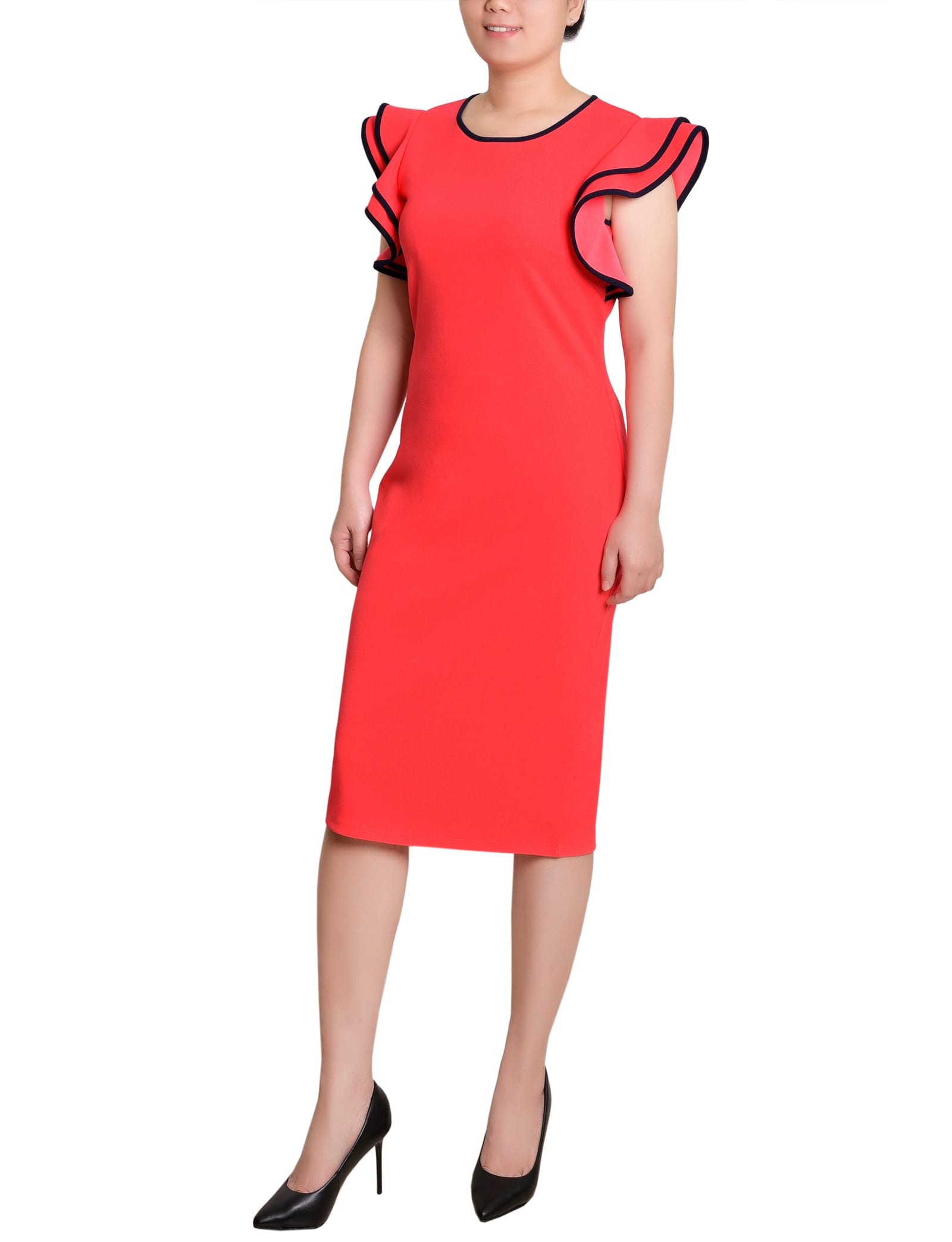 Ruffle Sleeve Dress with Contrast Tipping thumbnail 2