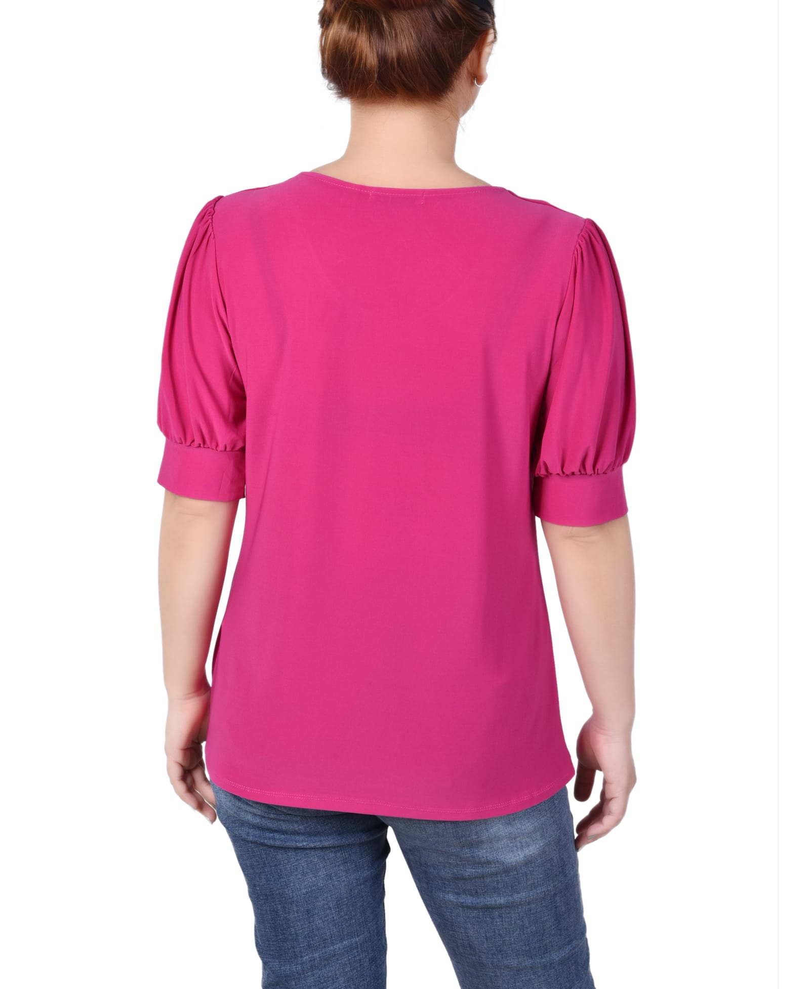 Short Sleeve Balloon Sleeve Top with Hardware thumbnail 2