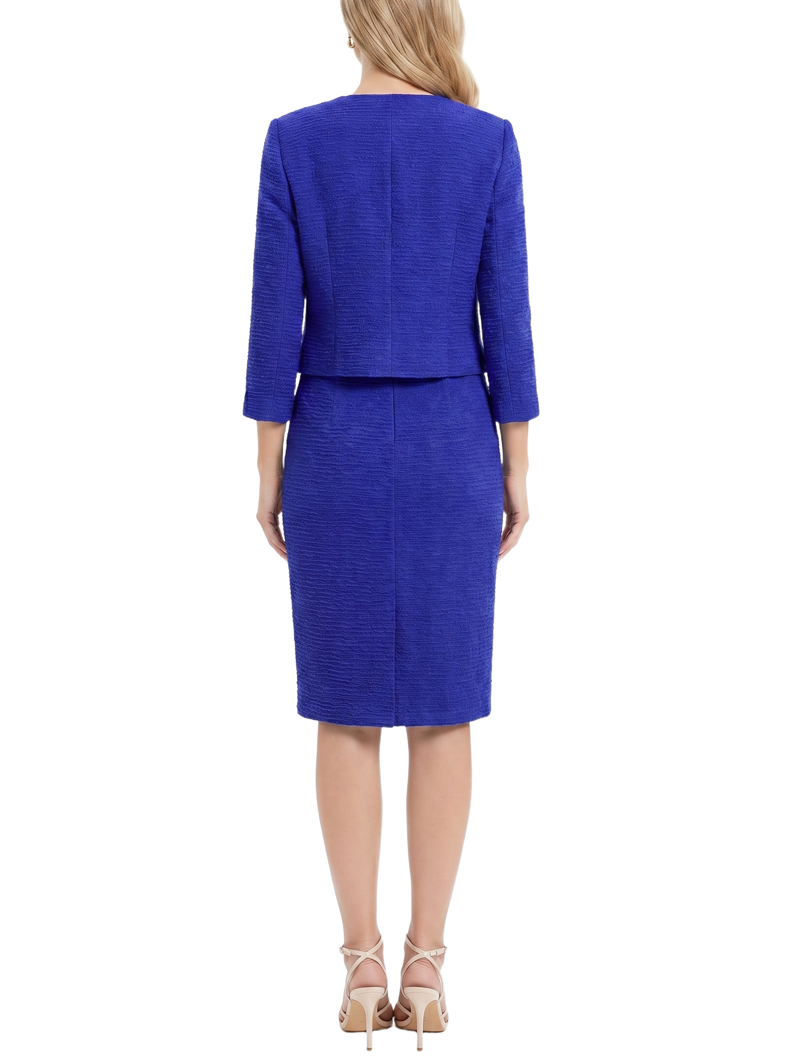 Petite Textured Knit 3/4 Sleeve 2-Piece Dress Set thumbnail 4