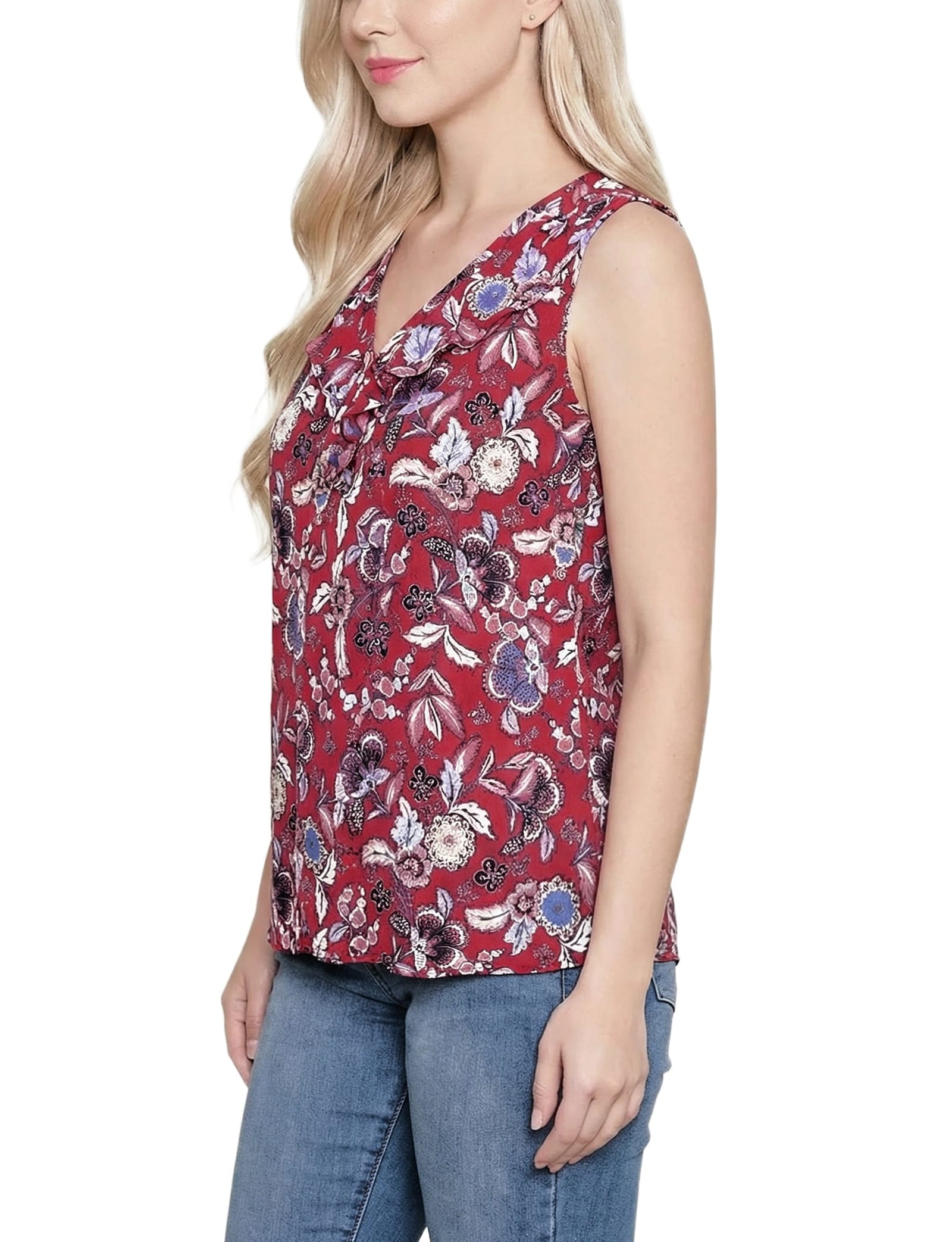 Sleeveless Knit V-Neck Top thumbnail 3