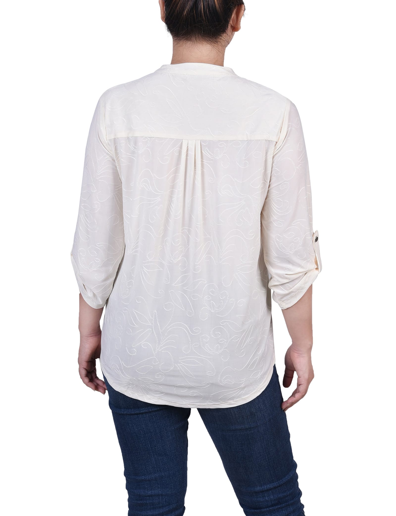 Petite 3/4 Roll Tab Pullover Top thumbnail 3
