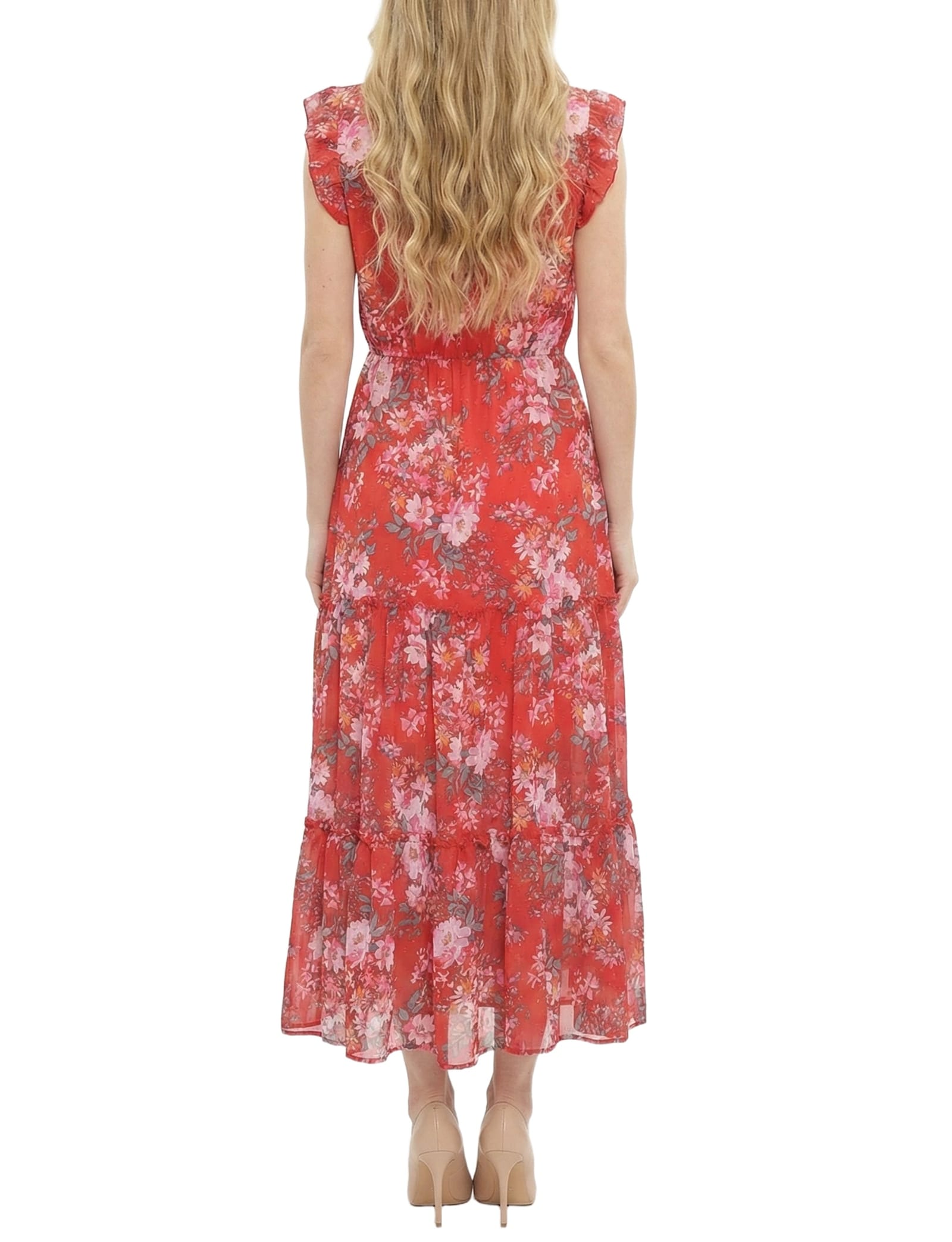 Petite Flutter Sleeve Tiered Dress thumbnail 4