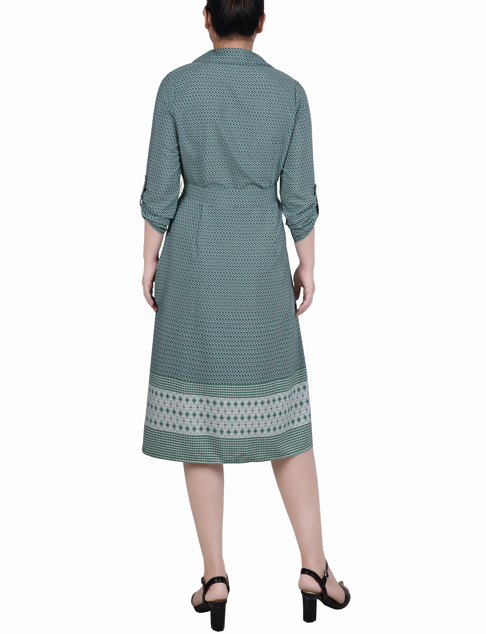 3/4 Roll Tab Sleeve Belted Shirtdress thumbnail 3