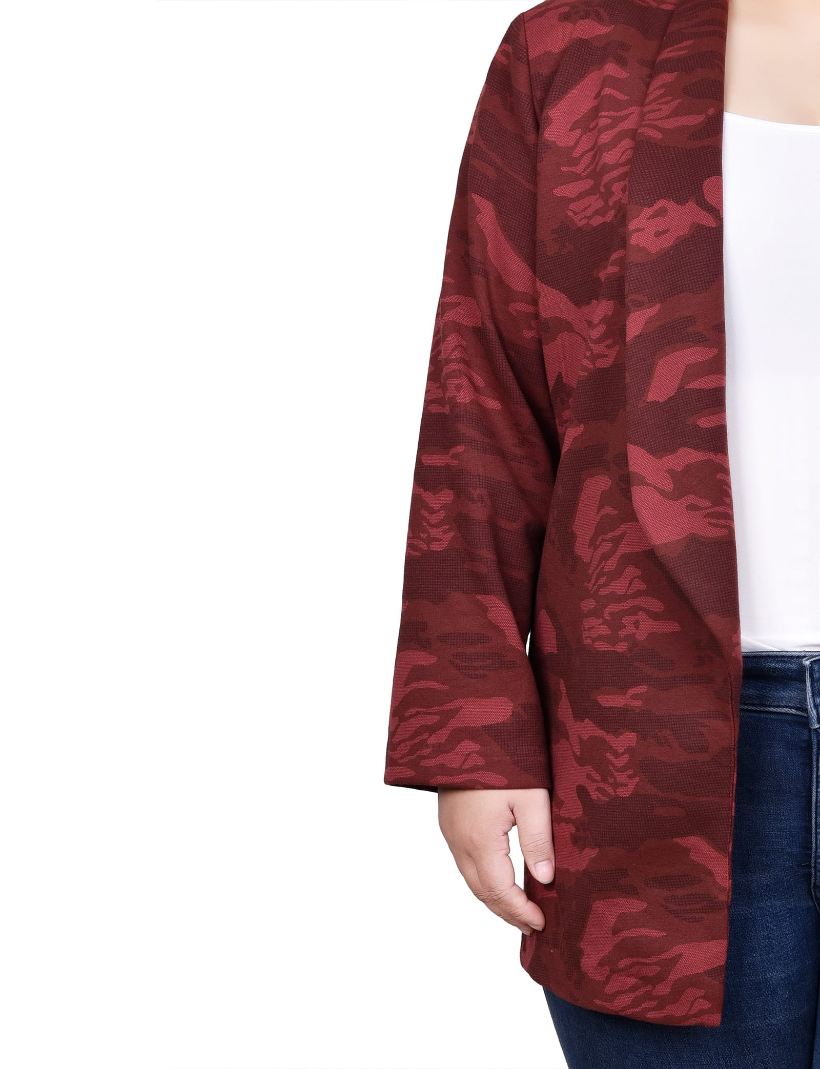 Plus Size 3/4 Sleeve Ponte Jacket thumbnail 3